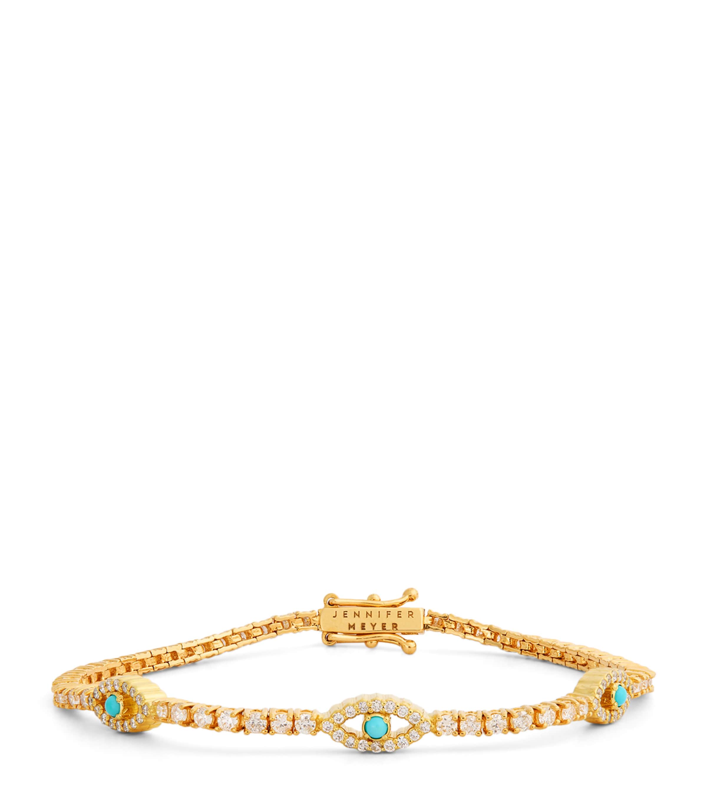 Small Yellow Gold and Diamond Edith Evil Eye Tennis Bracelet