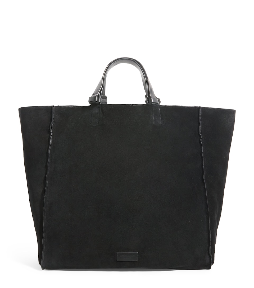 Suede Leather-Trim Tote Bag
