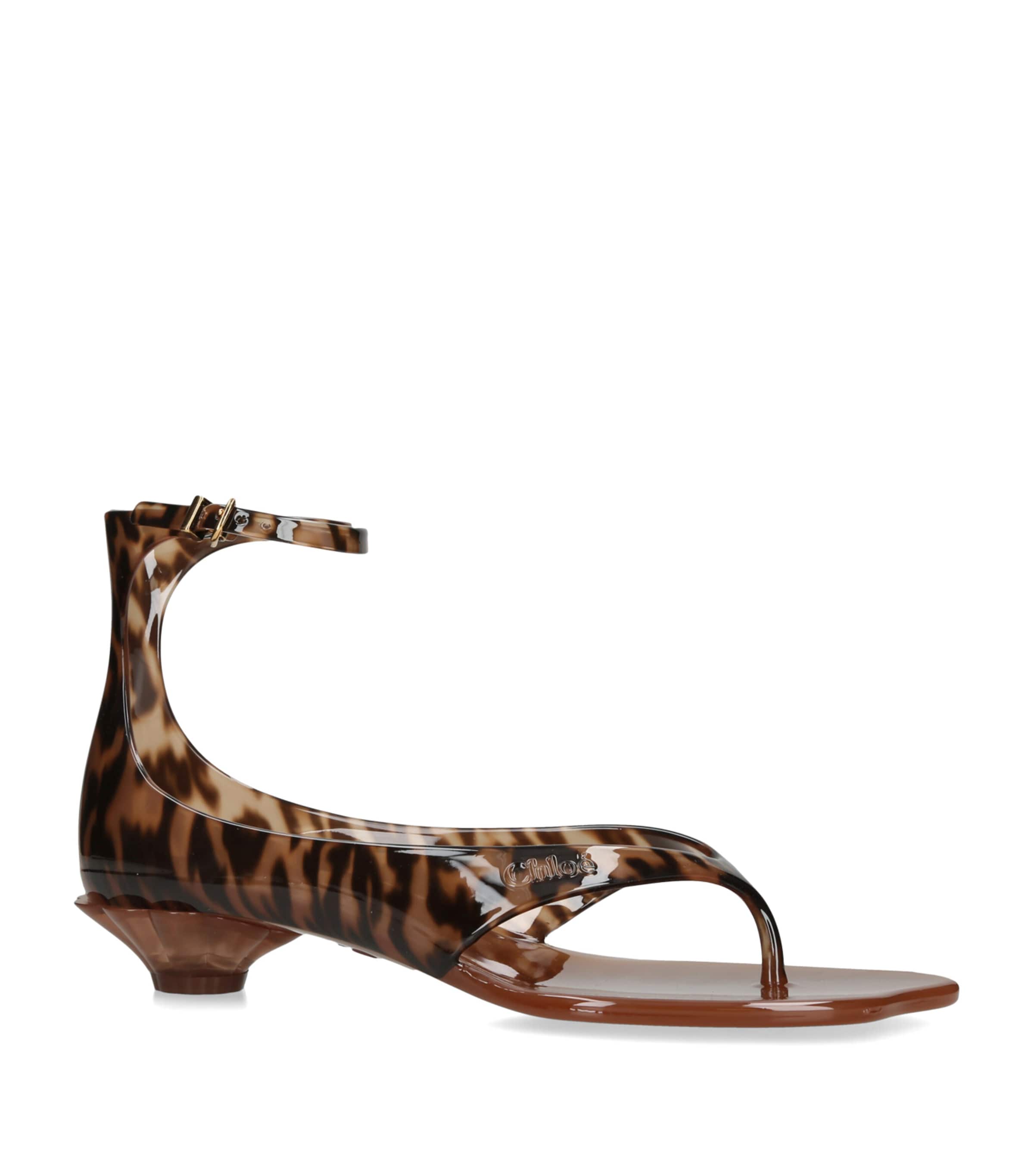 Chloé Jelly Heeled Sandals 30 Blk/brown