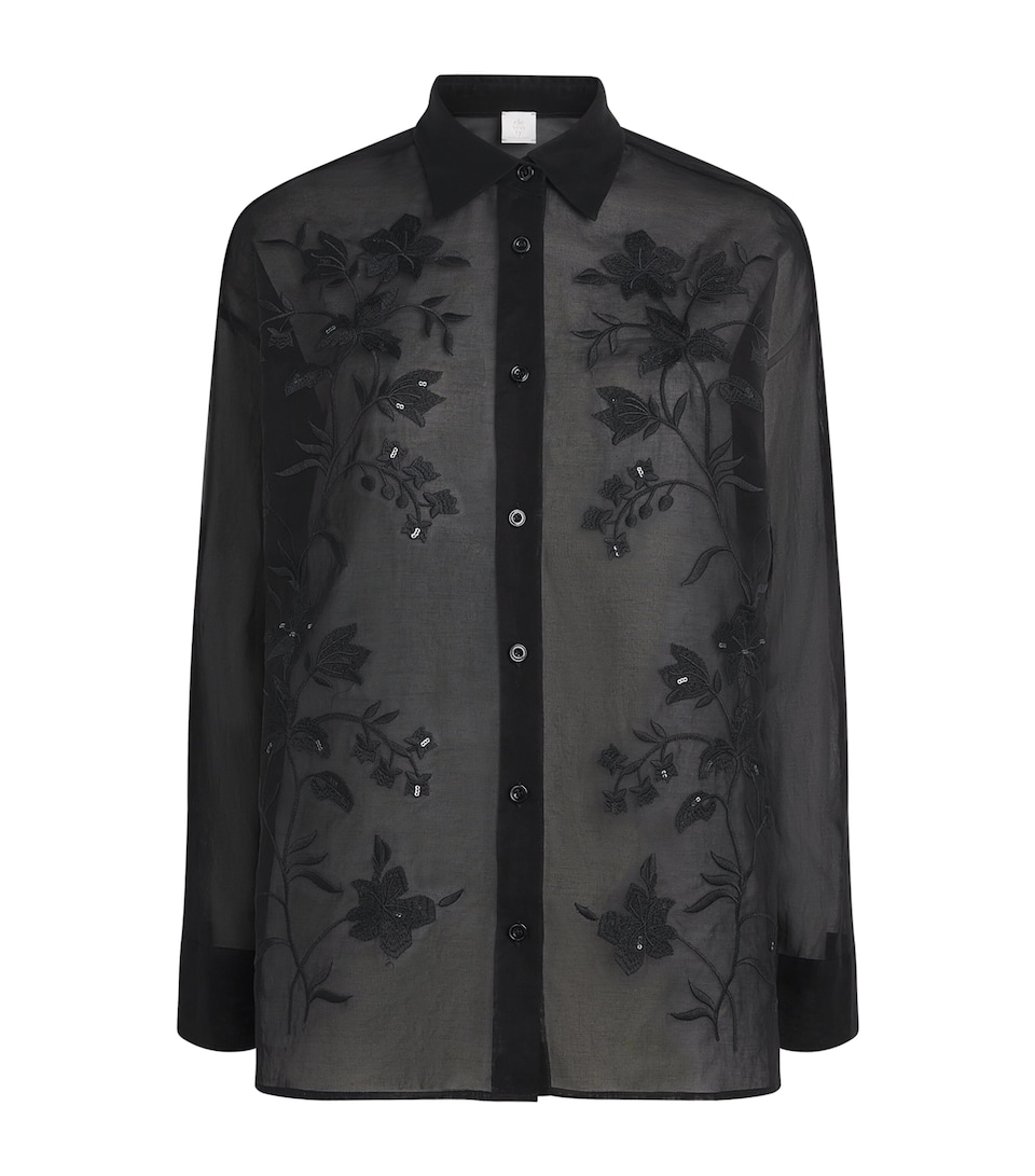 Eleventy Womens Cotton Embroidered Shirt Nero