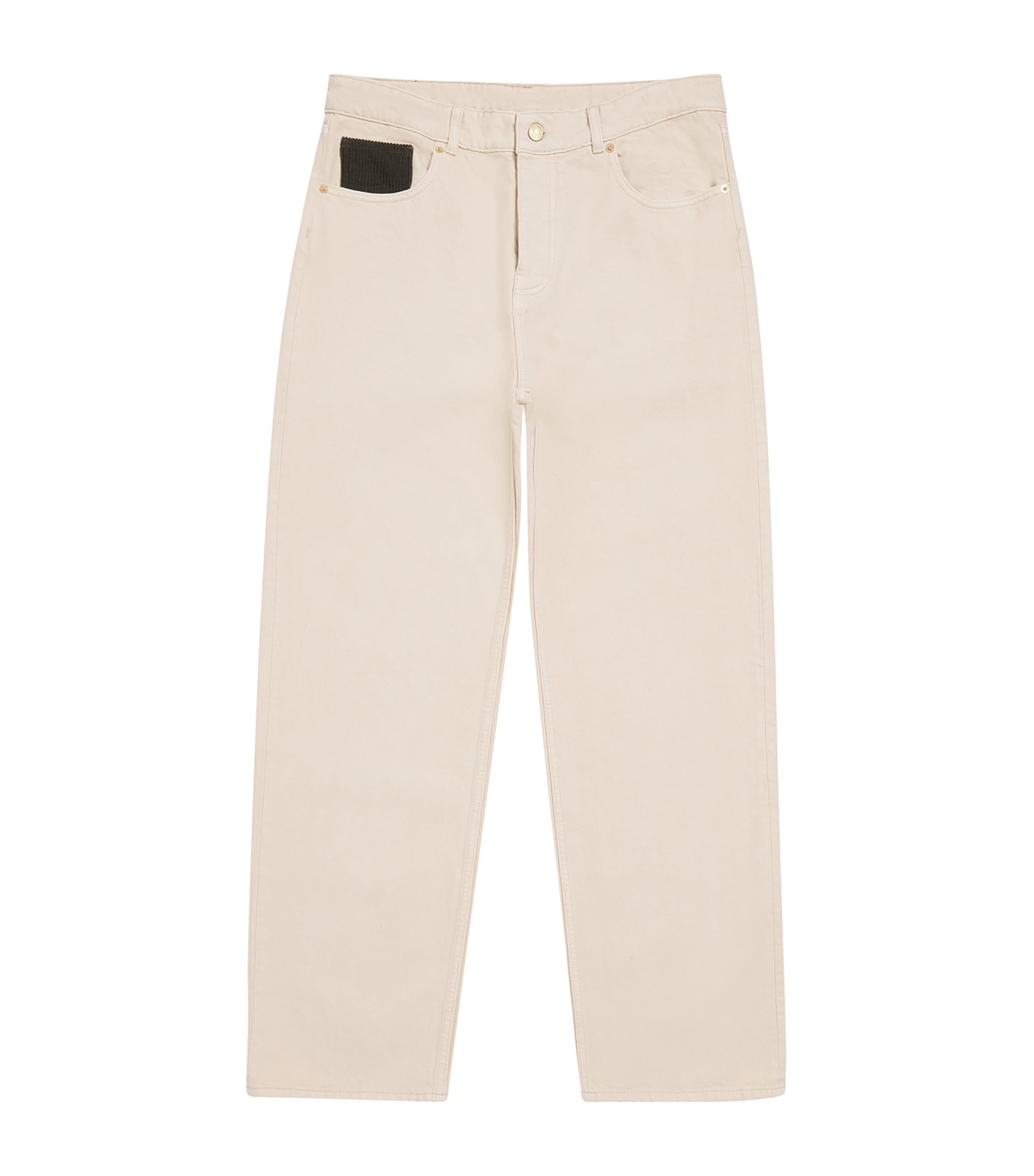 Corduroy-Pocket Straight Jeans