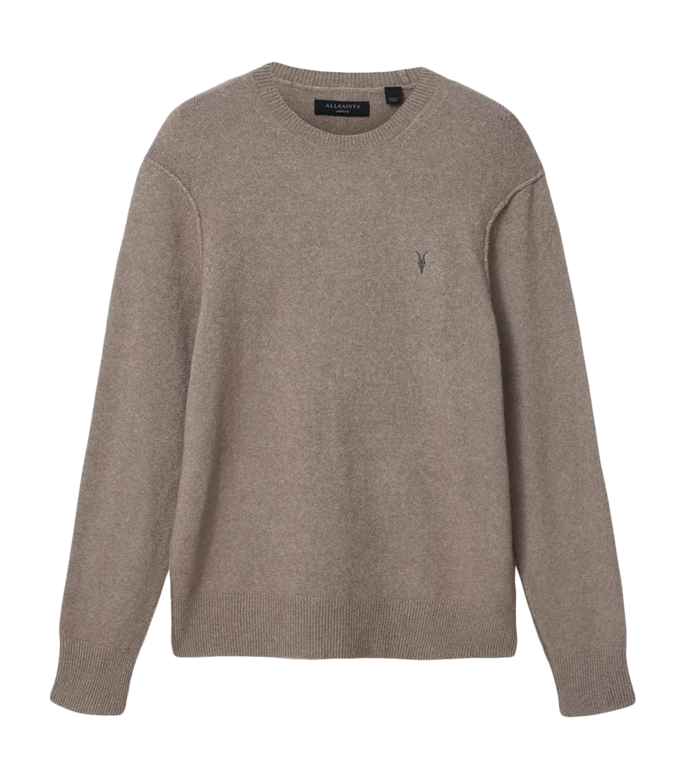 AllSaints Mens Crew-Neck Statten Sweater Cord Brown
