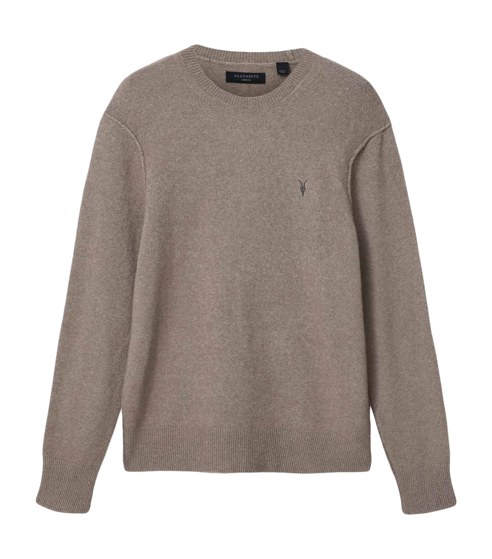 AllSaints Mens Crew-Neck Statten Sweater Cord Brown