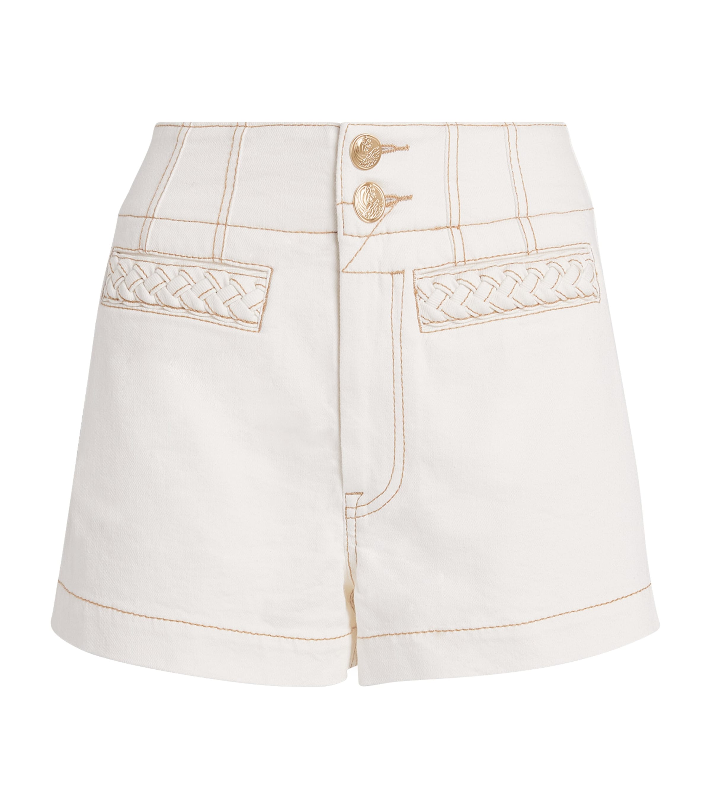 Zimmermann Womens Roselight Denim Shorts Vintage Cream