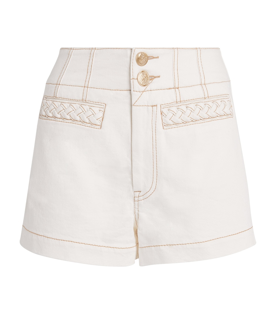 Zimmermann Womens Roselight Denim Shorts Vintage Cream