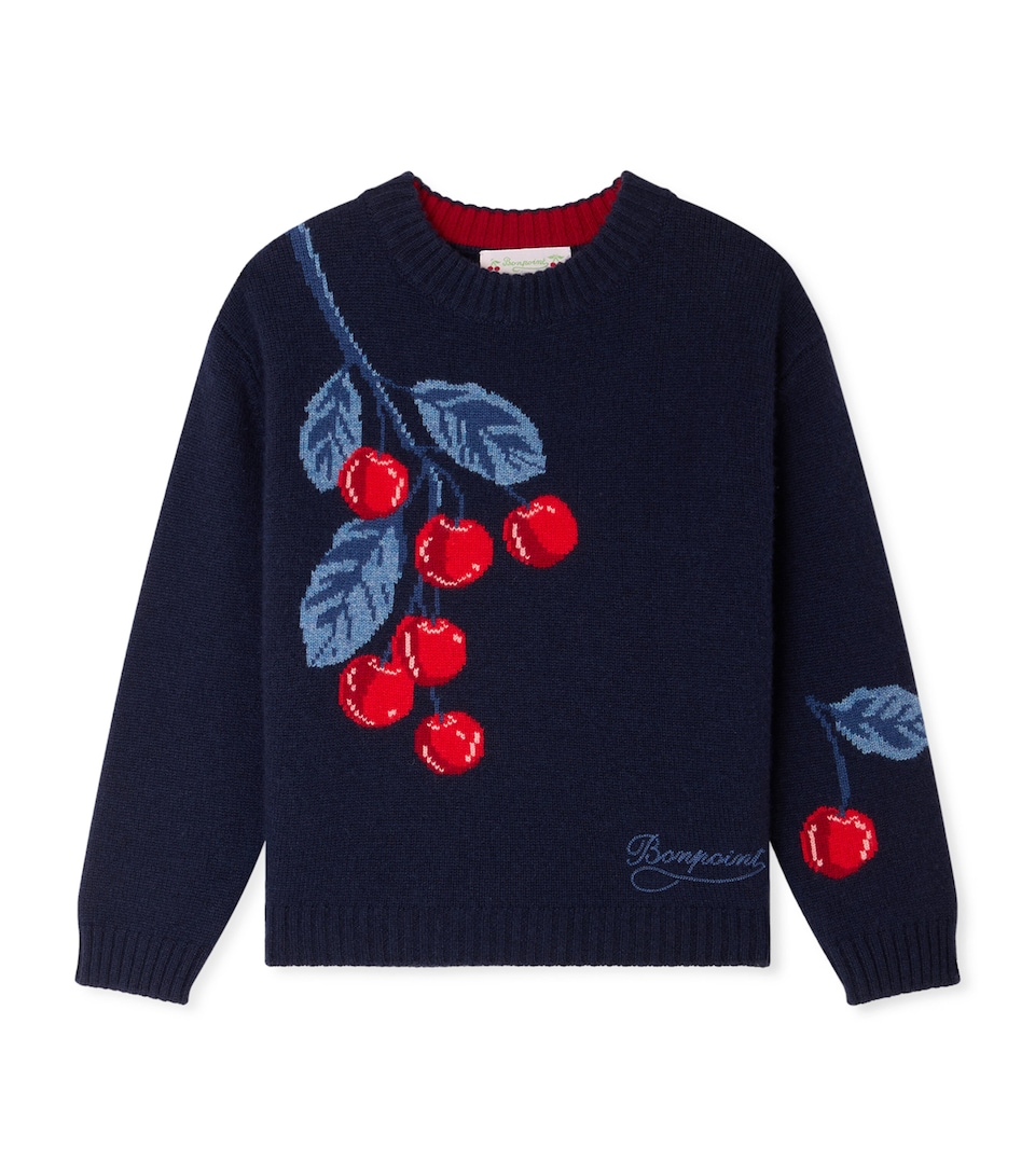 Bonpoint Wool-Cashmere Cherry Sweater (4-8 Years) Marine
