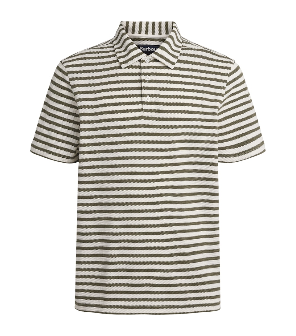 Barbour Mens Waffle Stripe Polo Shirt Whisper White