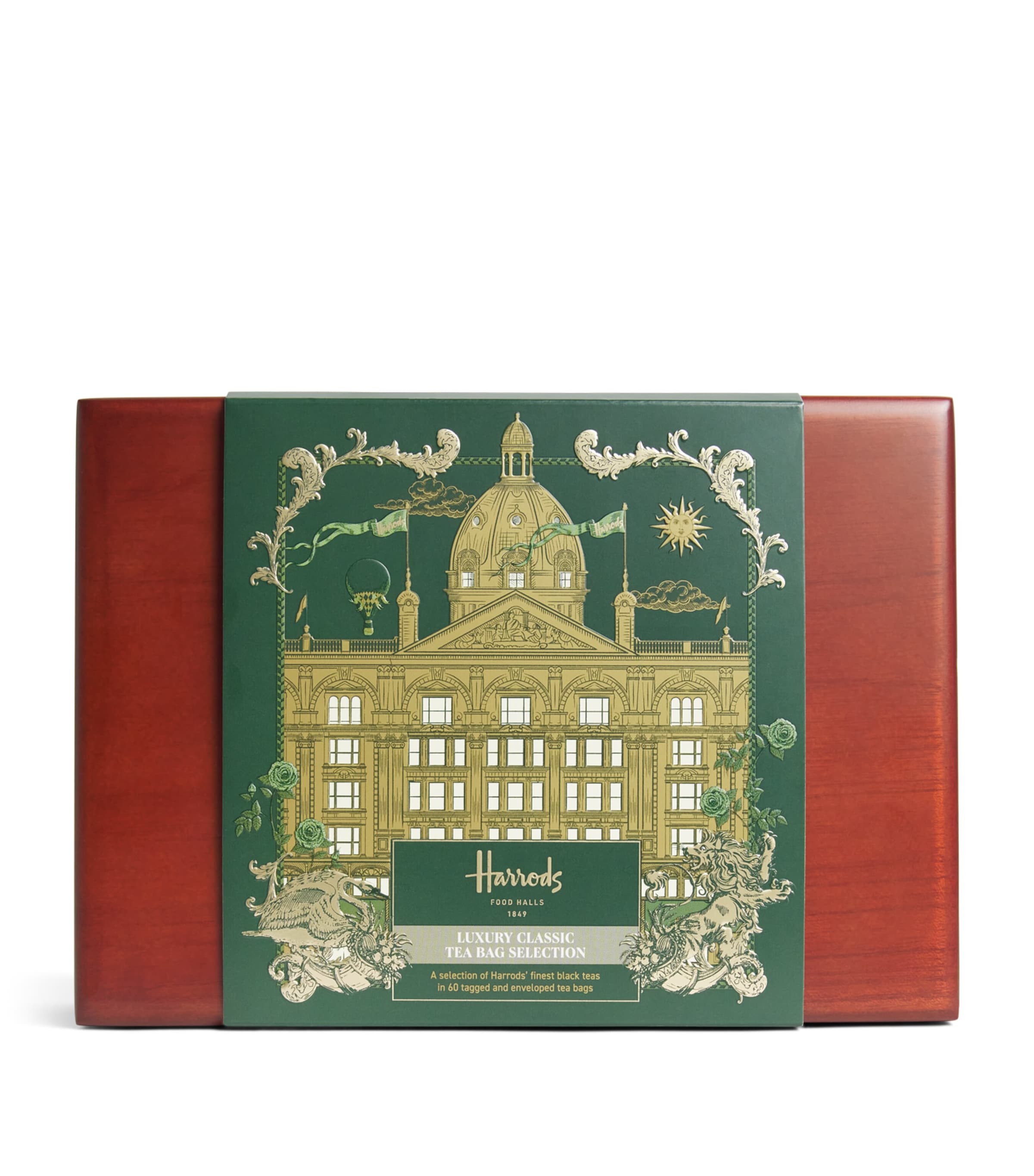 Harrods Building 60 Teabags Wooden Gift Box