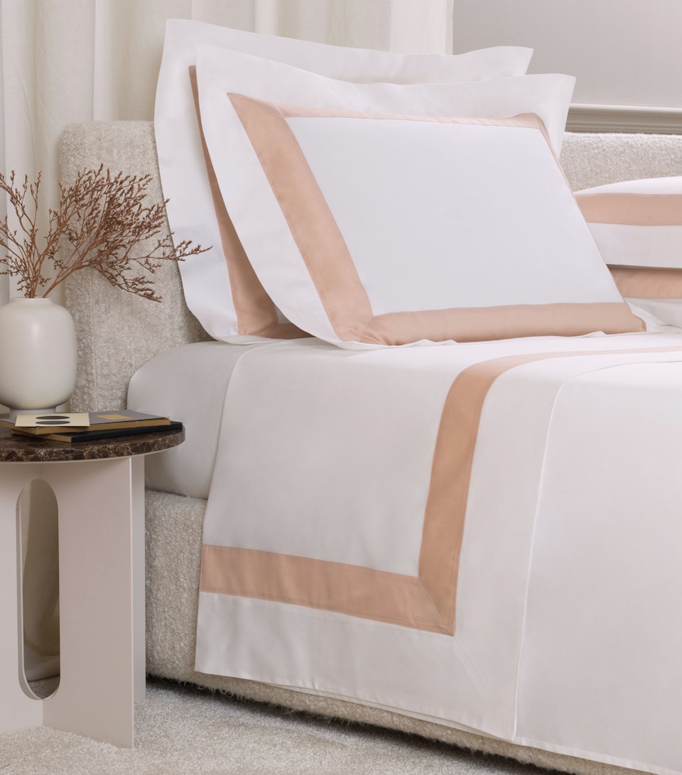 Frette Cotton Breeze Border Double Sheet Set (240cm x 305cm) Milk/misty Bl