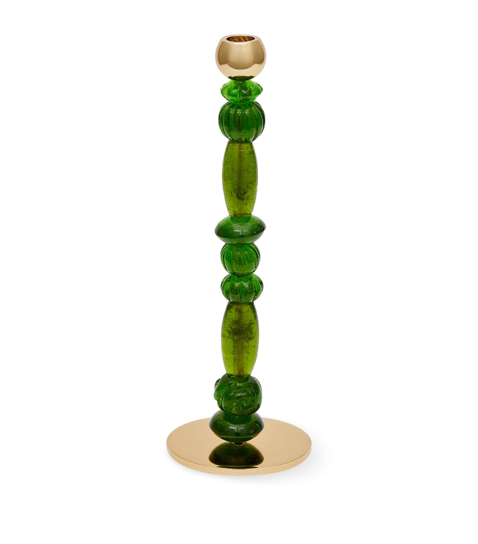 POLSPOTTEN Small Beads Candle Holder (34cm) Dark Green