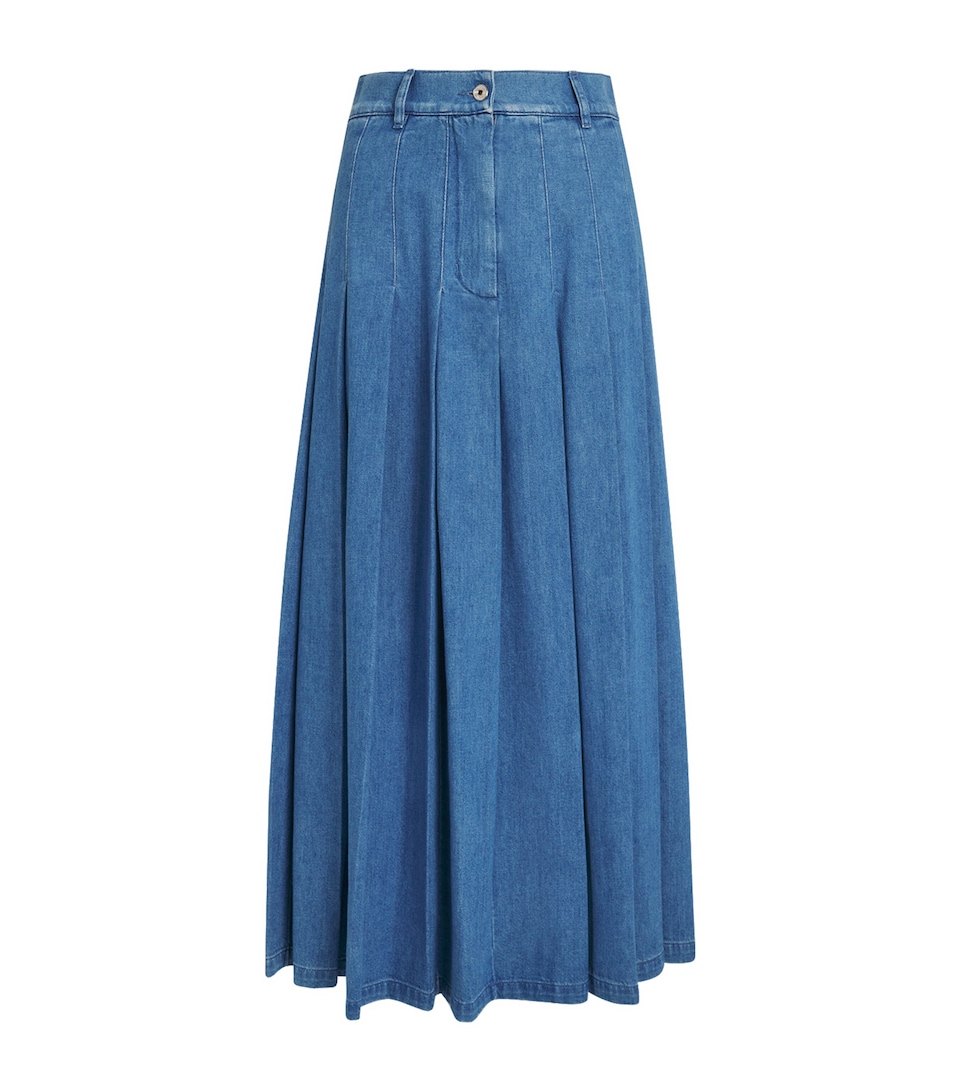 Pleated Denim Skirt