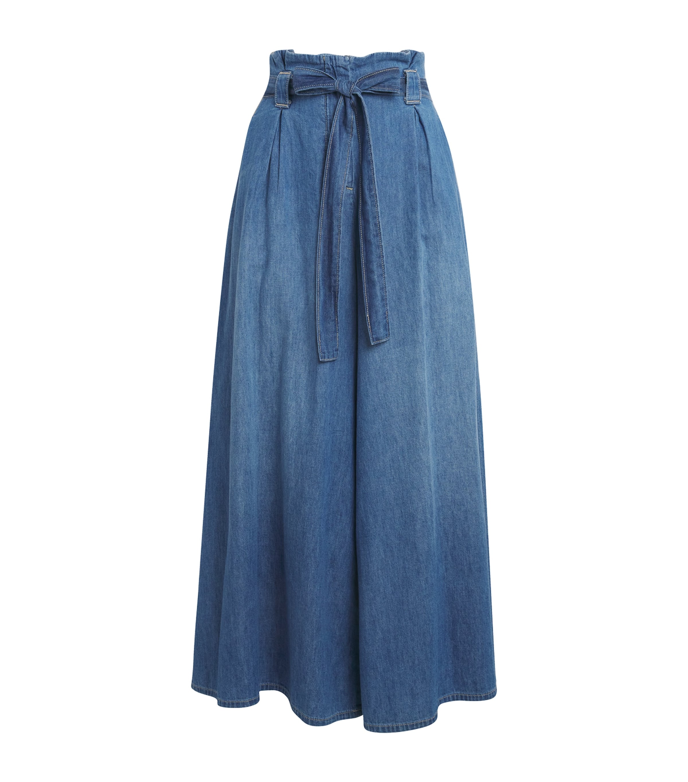 Belted Paperbag Wide-Leg Trousers