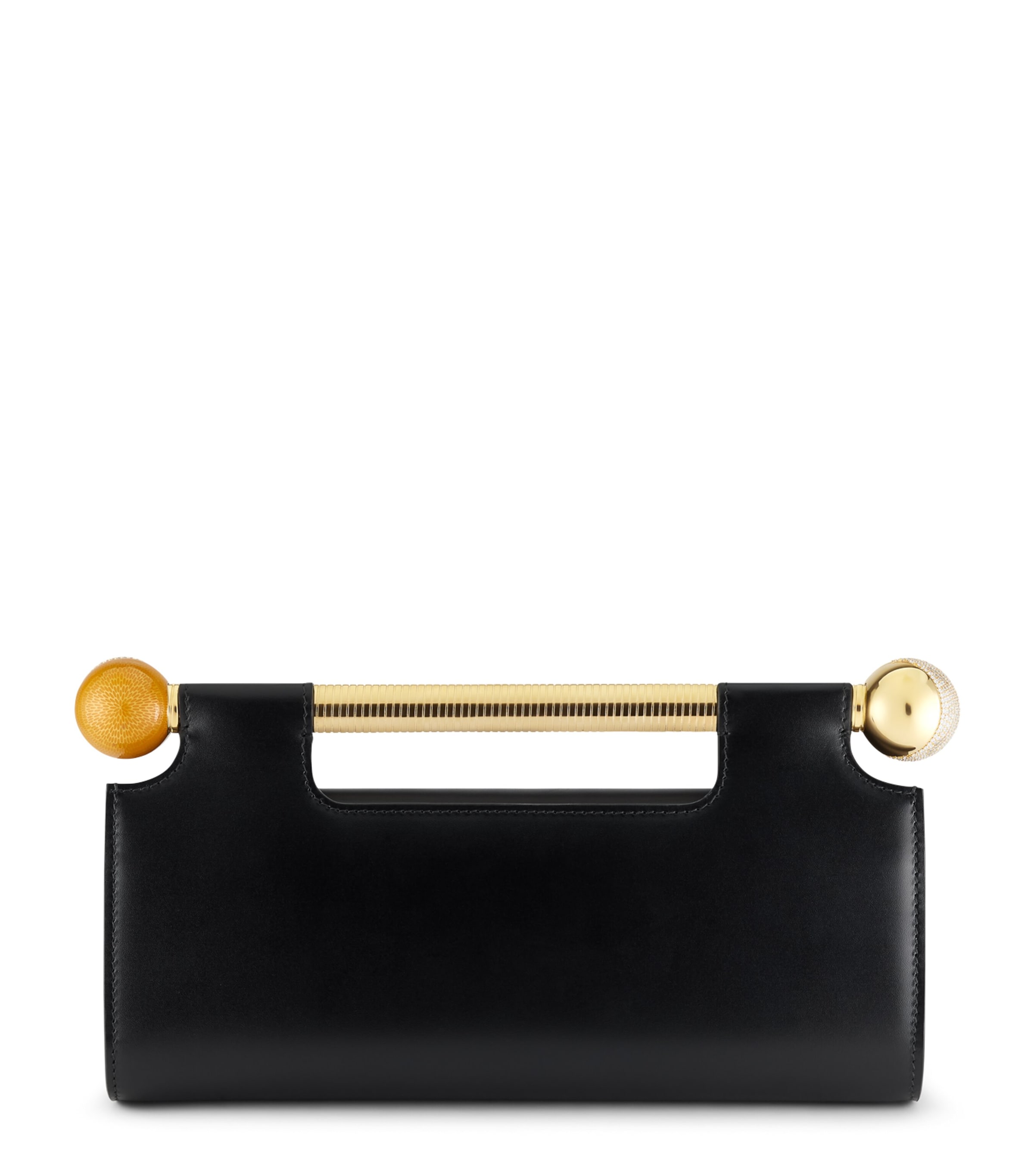 Bvlgari Leather Tubogas Sphere Clutch Bag Black