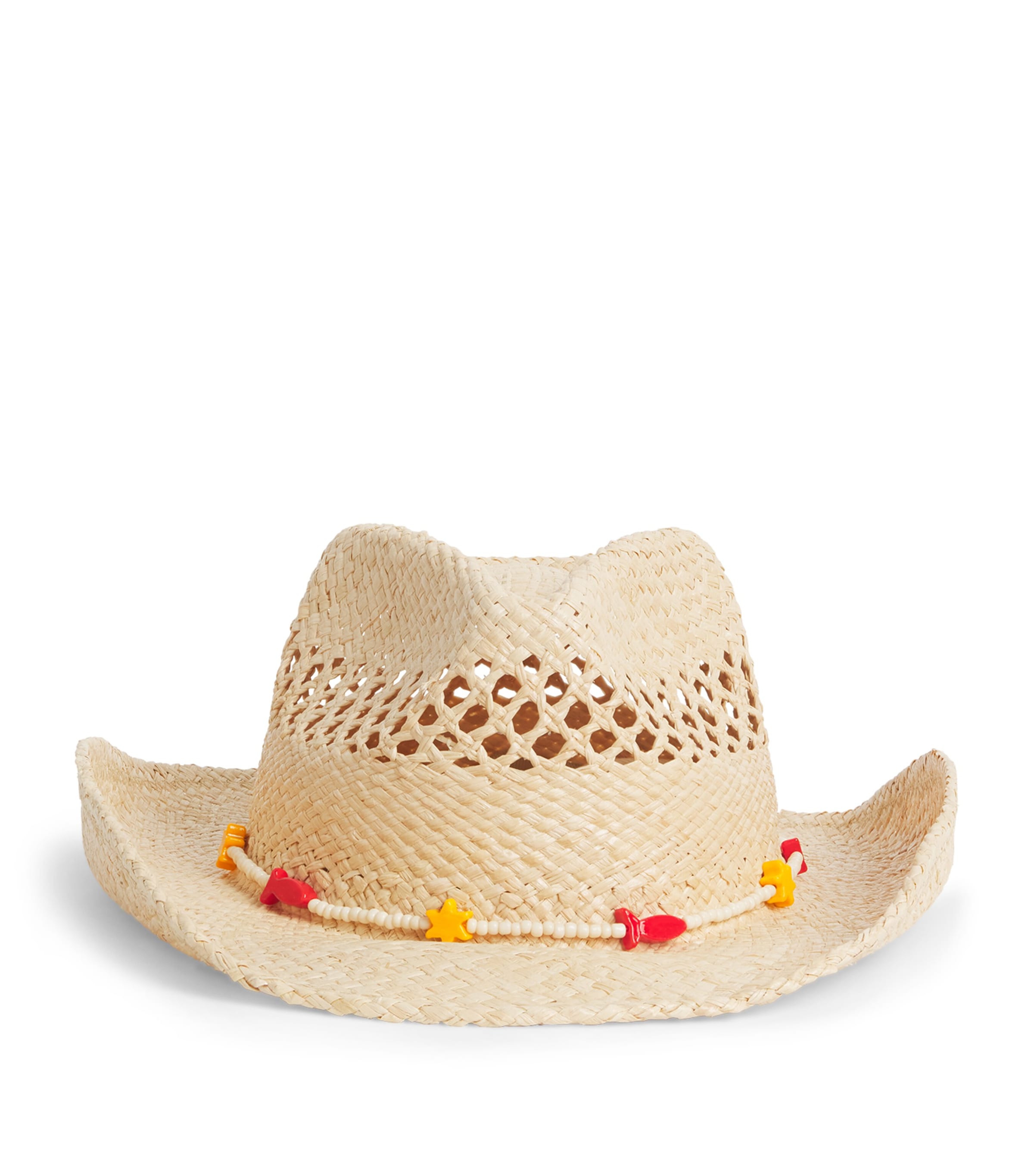 Lack Of Color Raffia Bead-Embellished Cowboy Hat Straw Natural