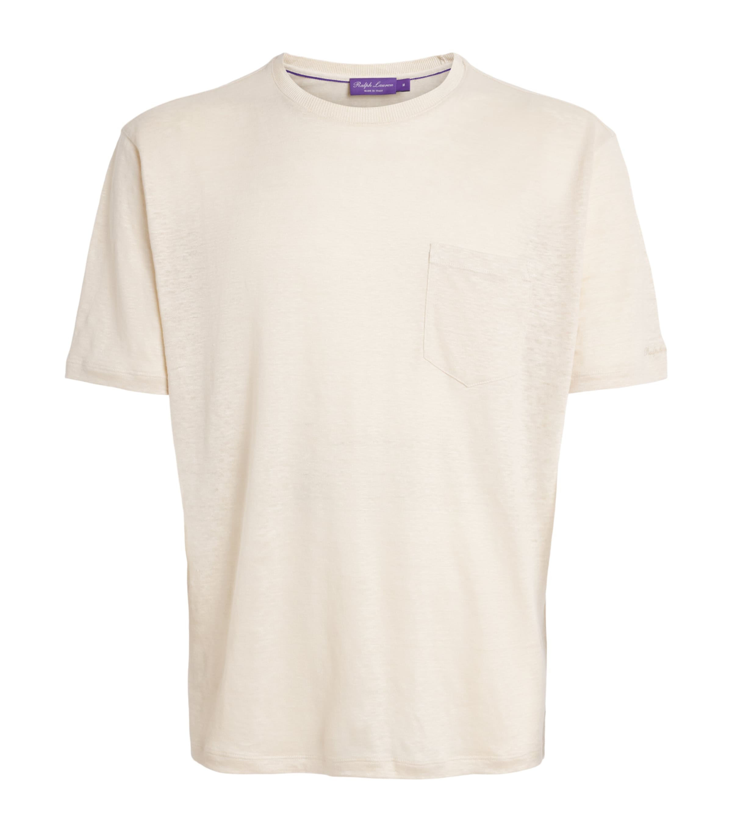 Ralph Lauren Purple Label Mens Linen Pocket T-Shirt Limestone