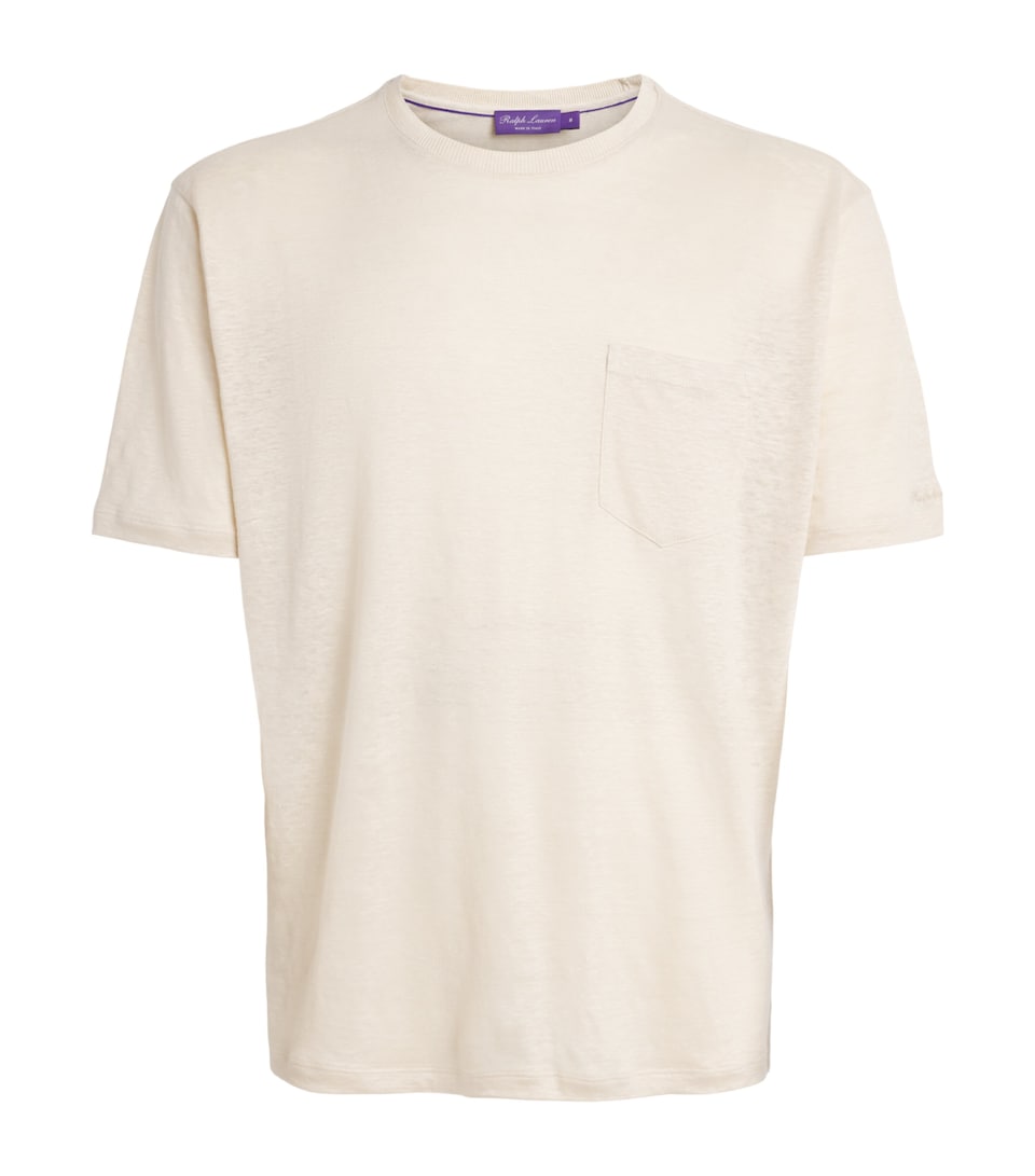 Ralph Lauren Purple Label Mens Linen Pocket T-Shirt Limestone