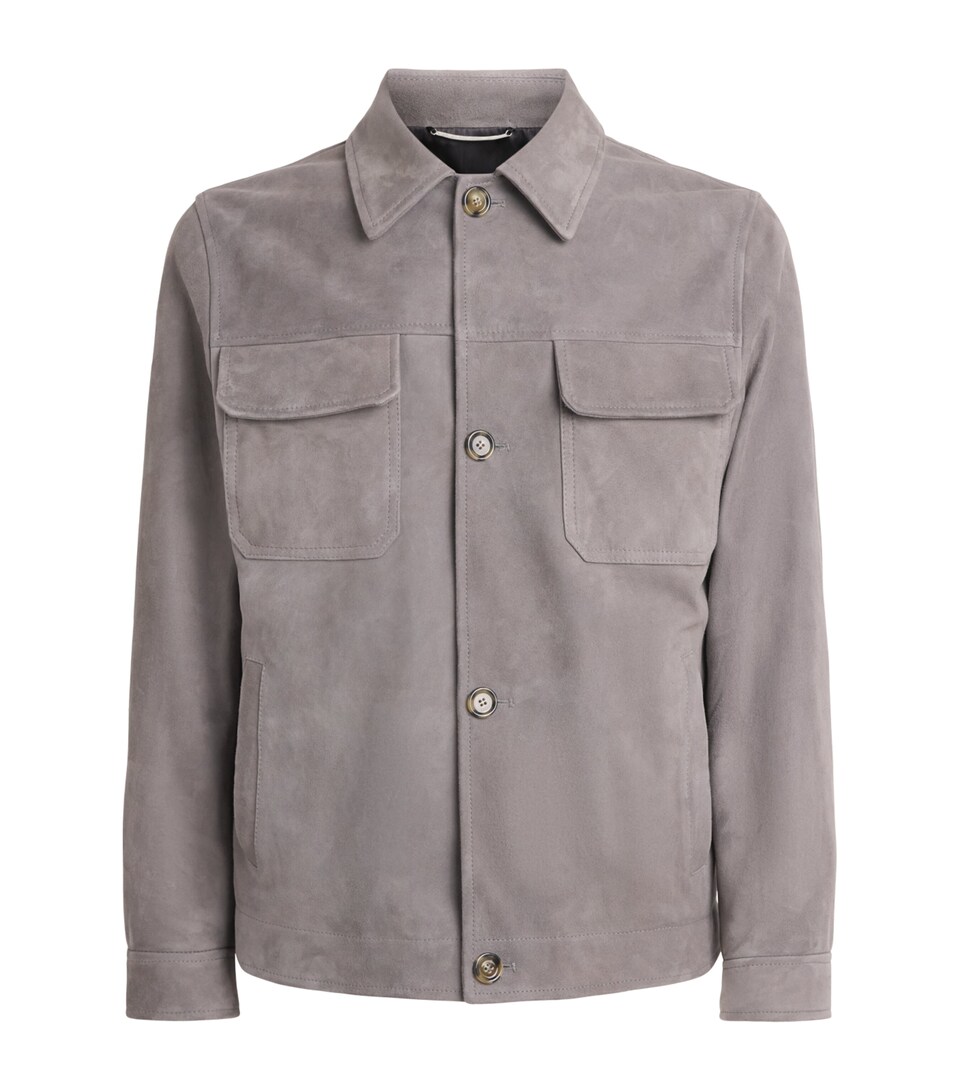 Lardini Mens Sheepskin Suede Jacket Grey
