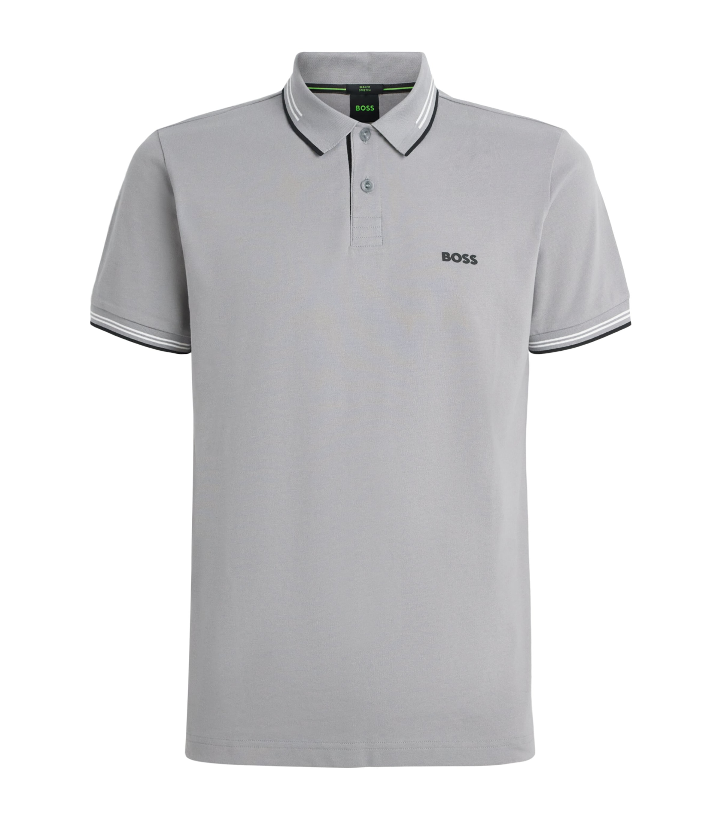 BOSS Mens Stretch-Cotton Logo Polo Shirt Open