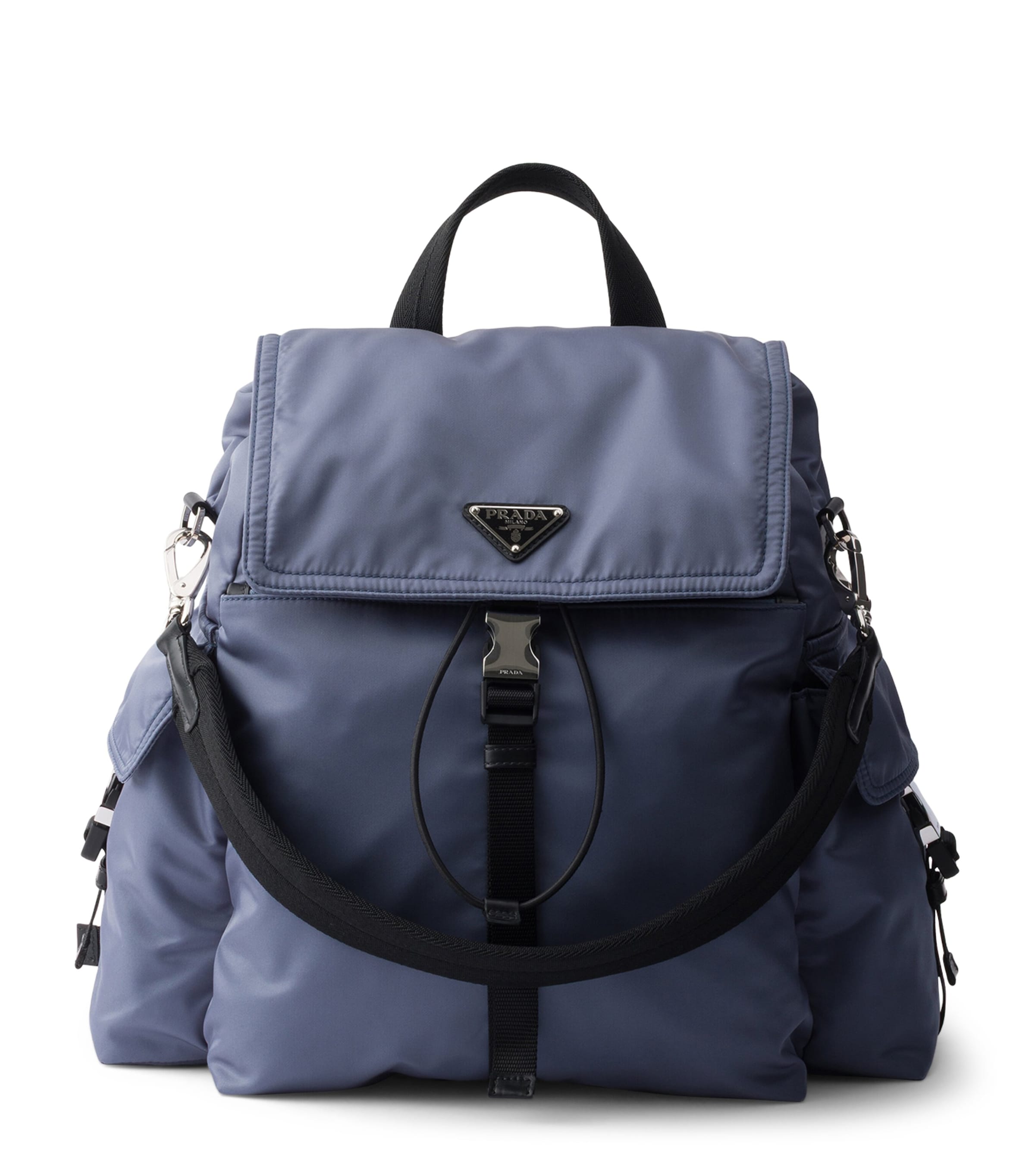Prada Large Re-Nylon-Leather Explore Backpack Blue