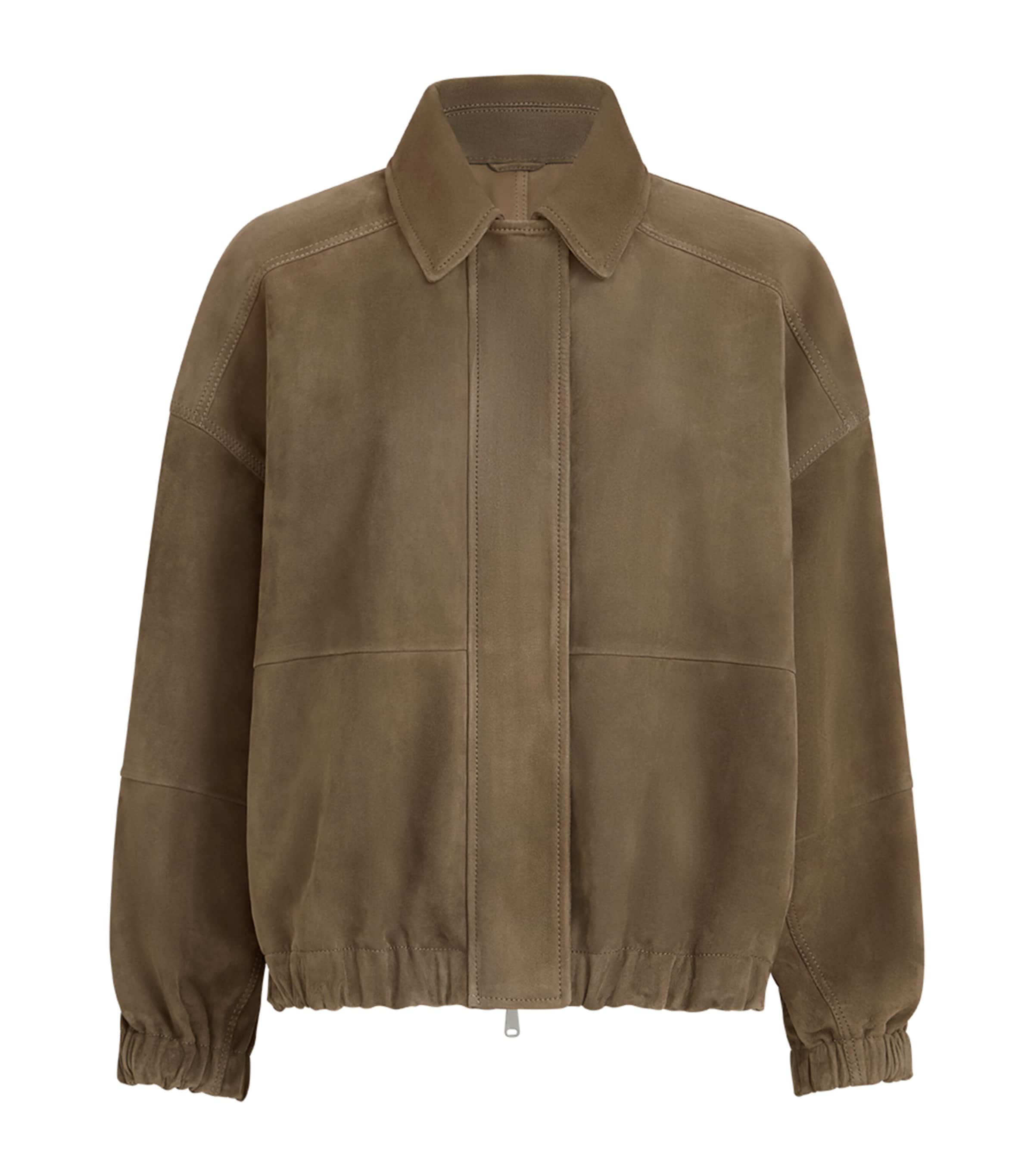 Brunello Cucinelli Womens Suede Bomber Jacket