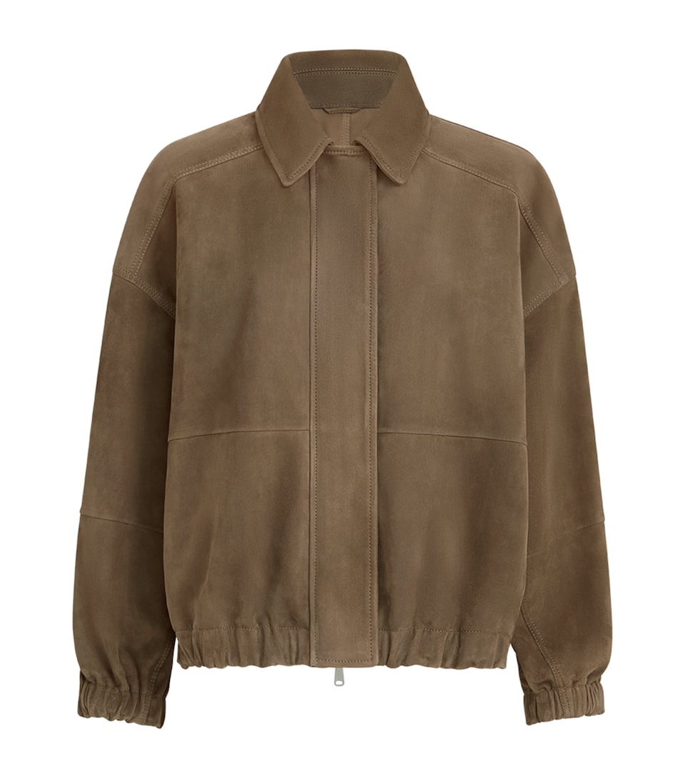 Brunello Cucinelli Womens Suede Bomber Jacket