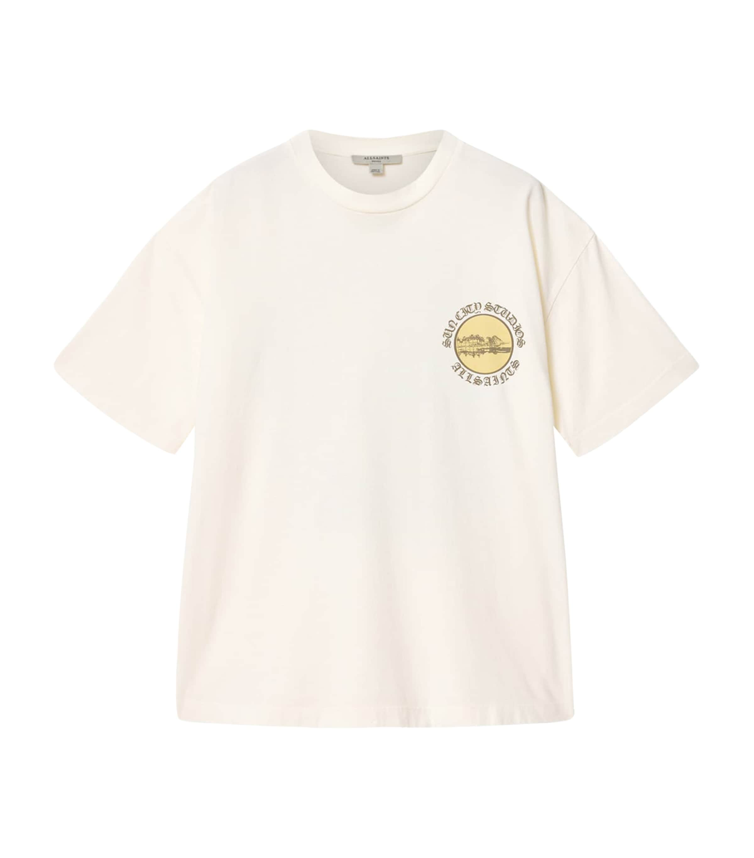 AllSaints Womens Organic Cotton Sun City Etta T-Shirt Egret White