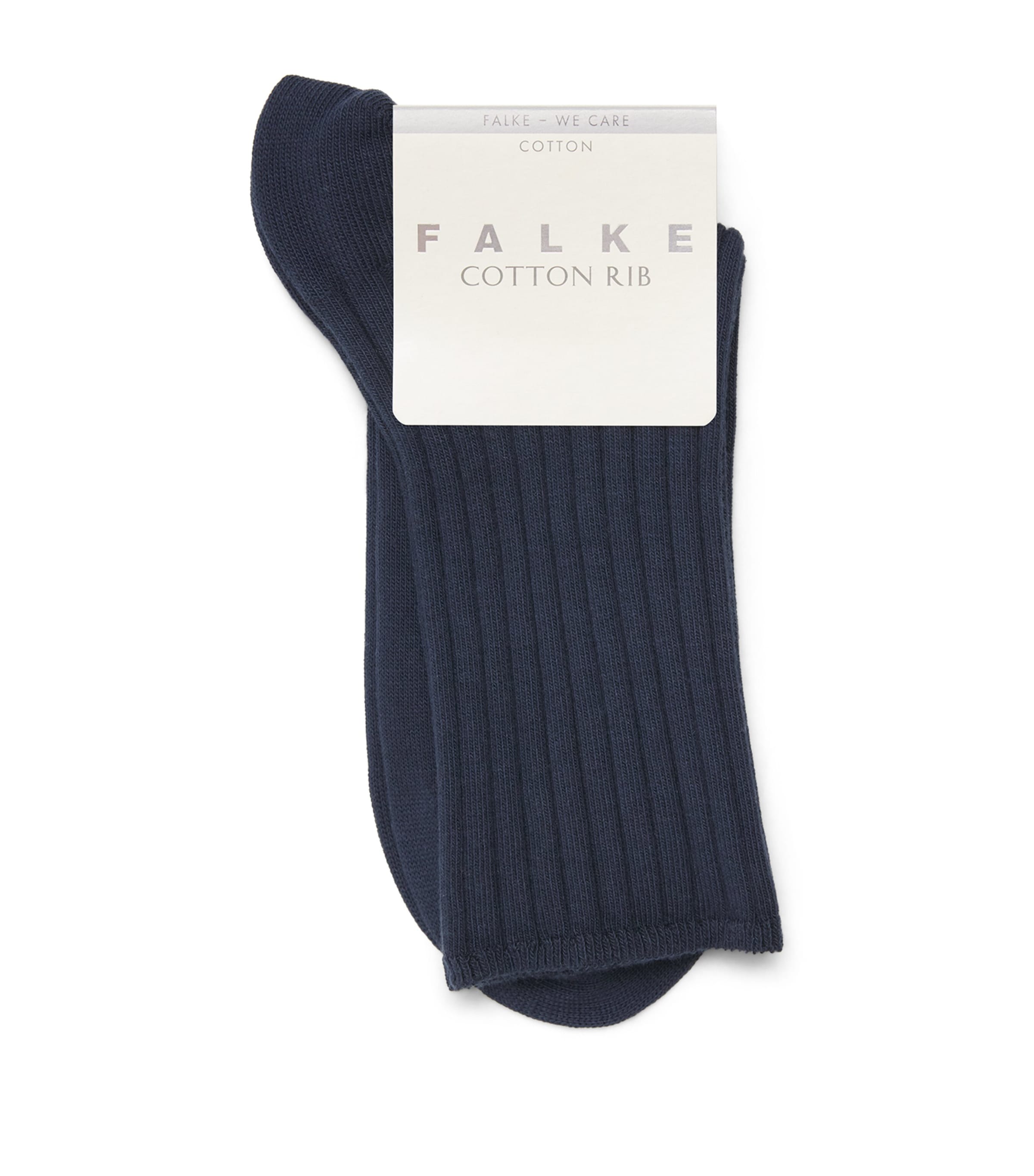 Falke Womens Stretch-Cotton Ribbed Socks Space Blue