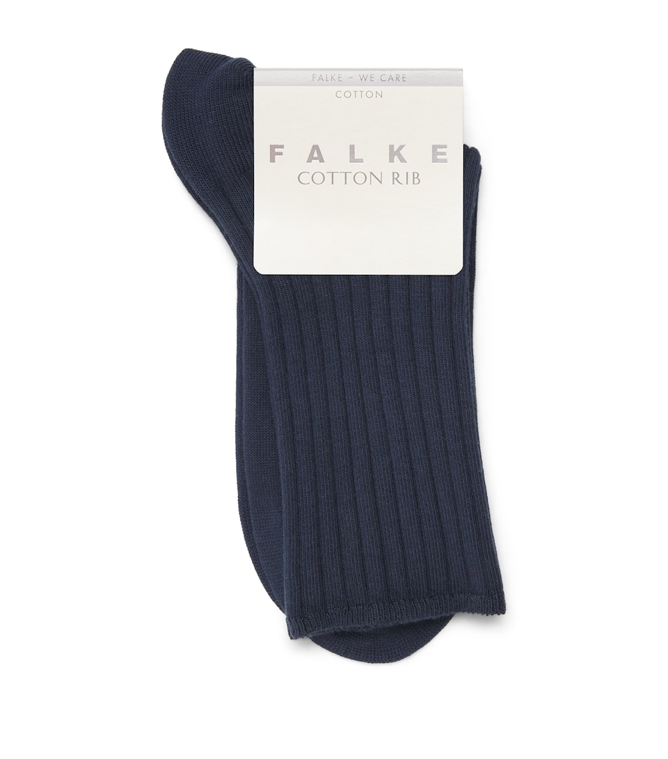 Falke Womens Stretch-Cotton Ribbed Socks Space Blue