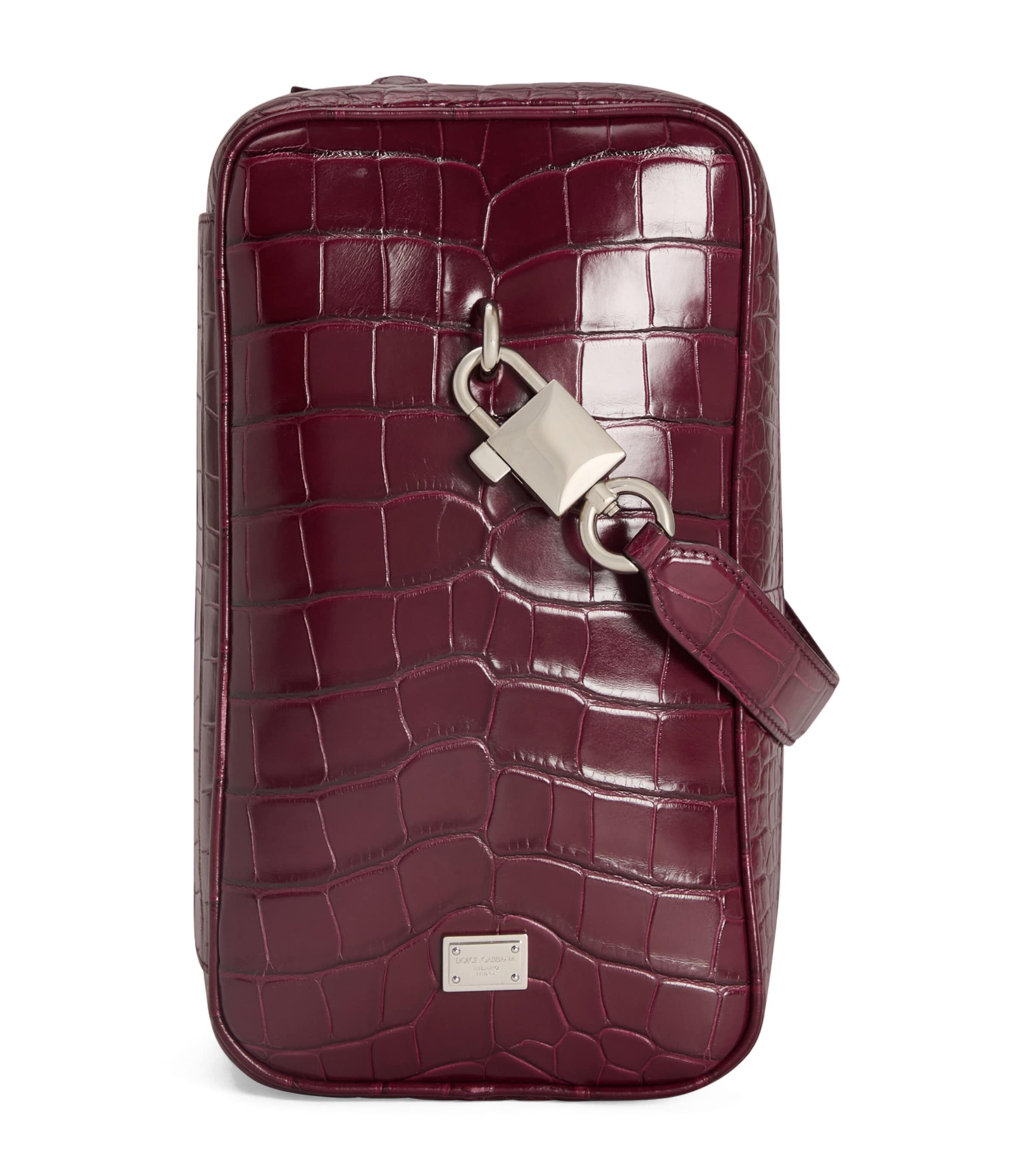 Dolce&Gabbana Alligator Leather Lock Top-Handle Bag Plum