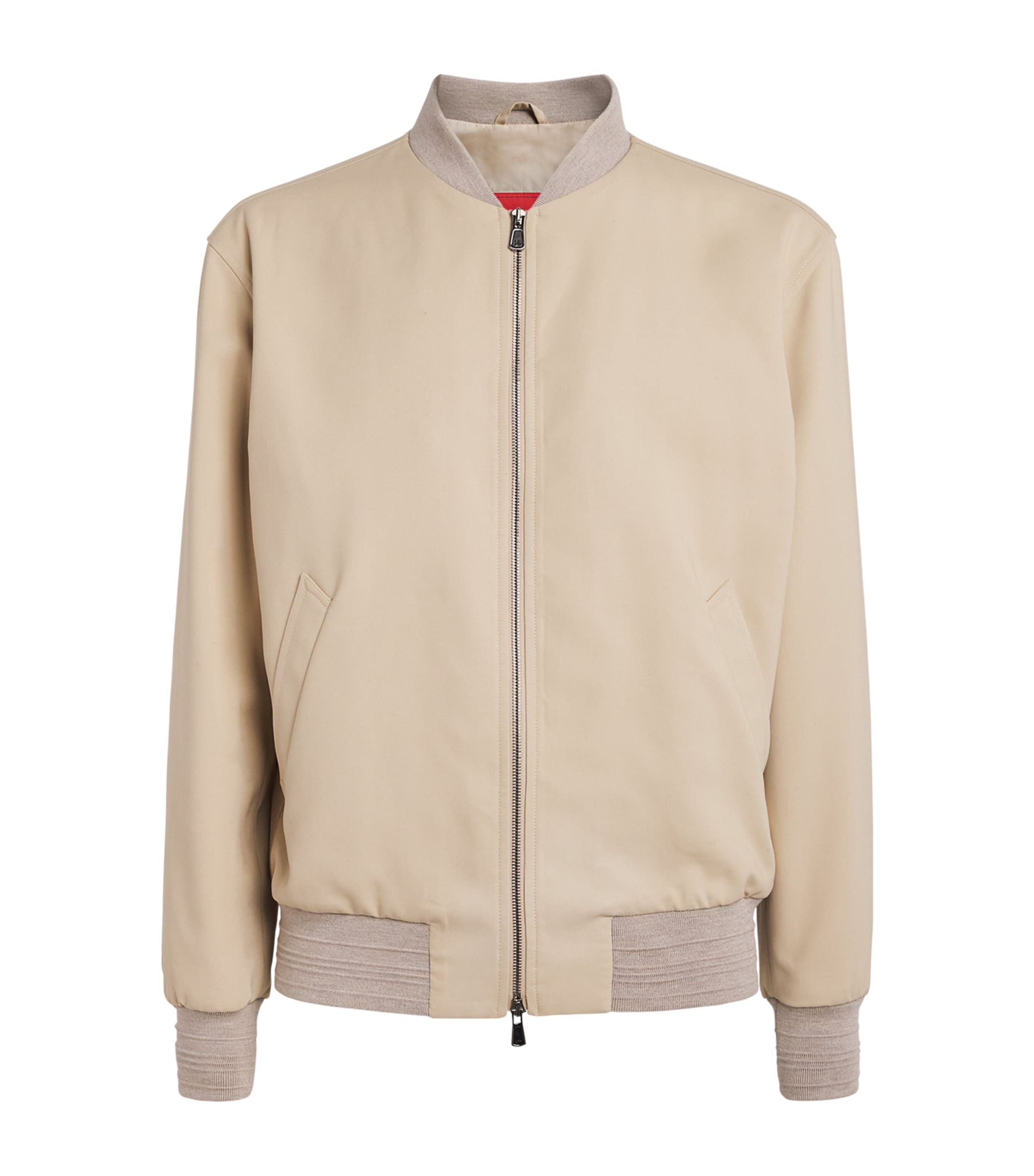 Isaia Mens Cotton-Silk Bomber Jacket