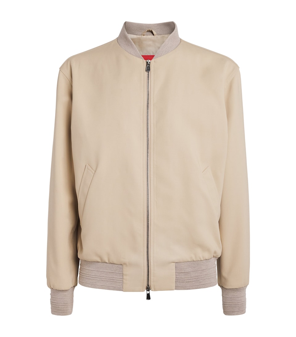 Isaia Mens Cotton-Silk Bomber Jacket