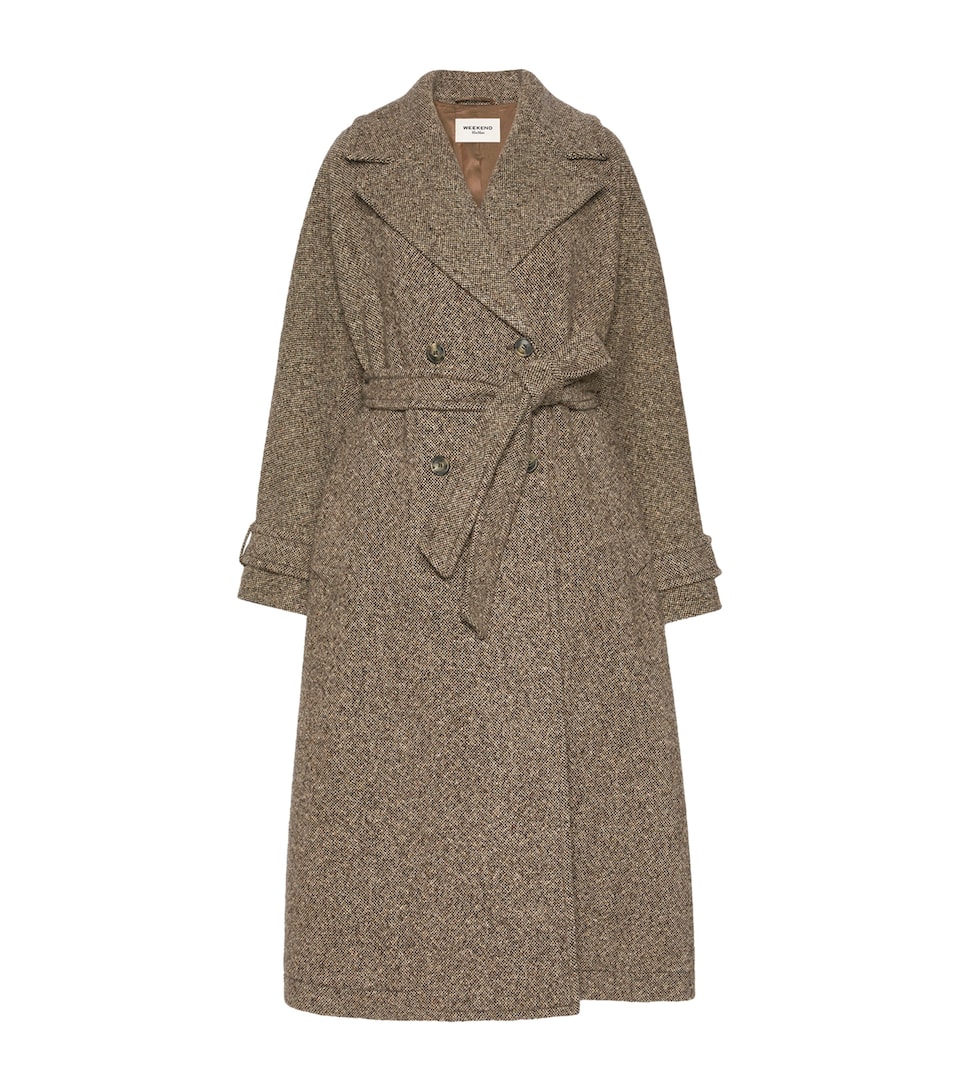 Weekend Max Mara Womens Wool-Blend Double-Breasted Coat Brown