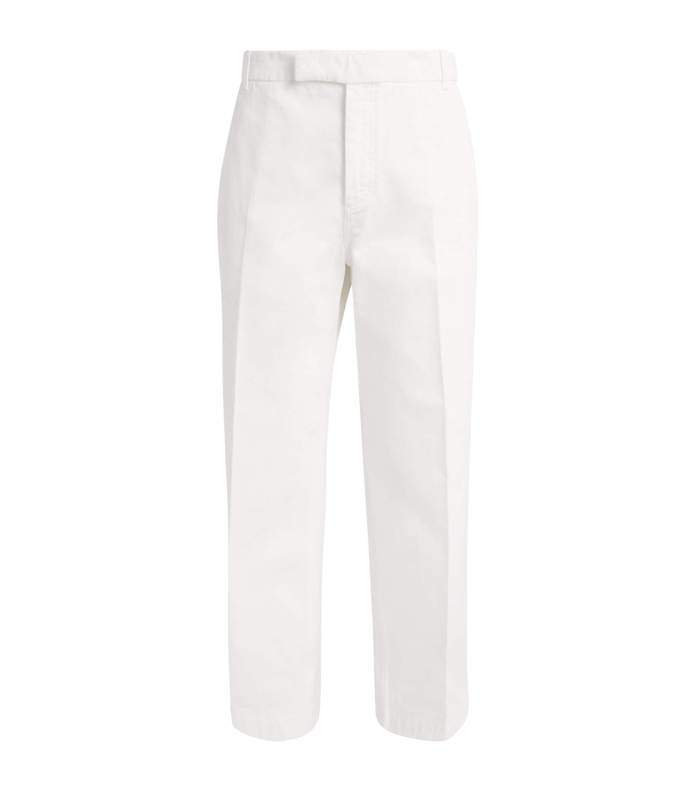 Thom Browne Mens Cotton Twill Utility Trousers White