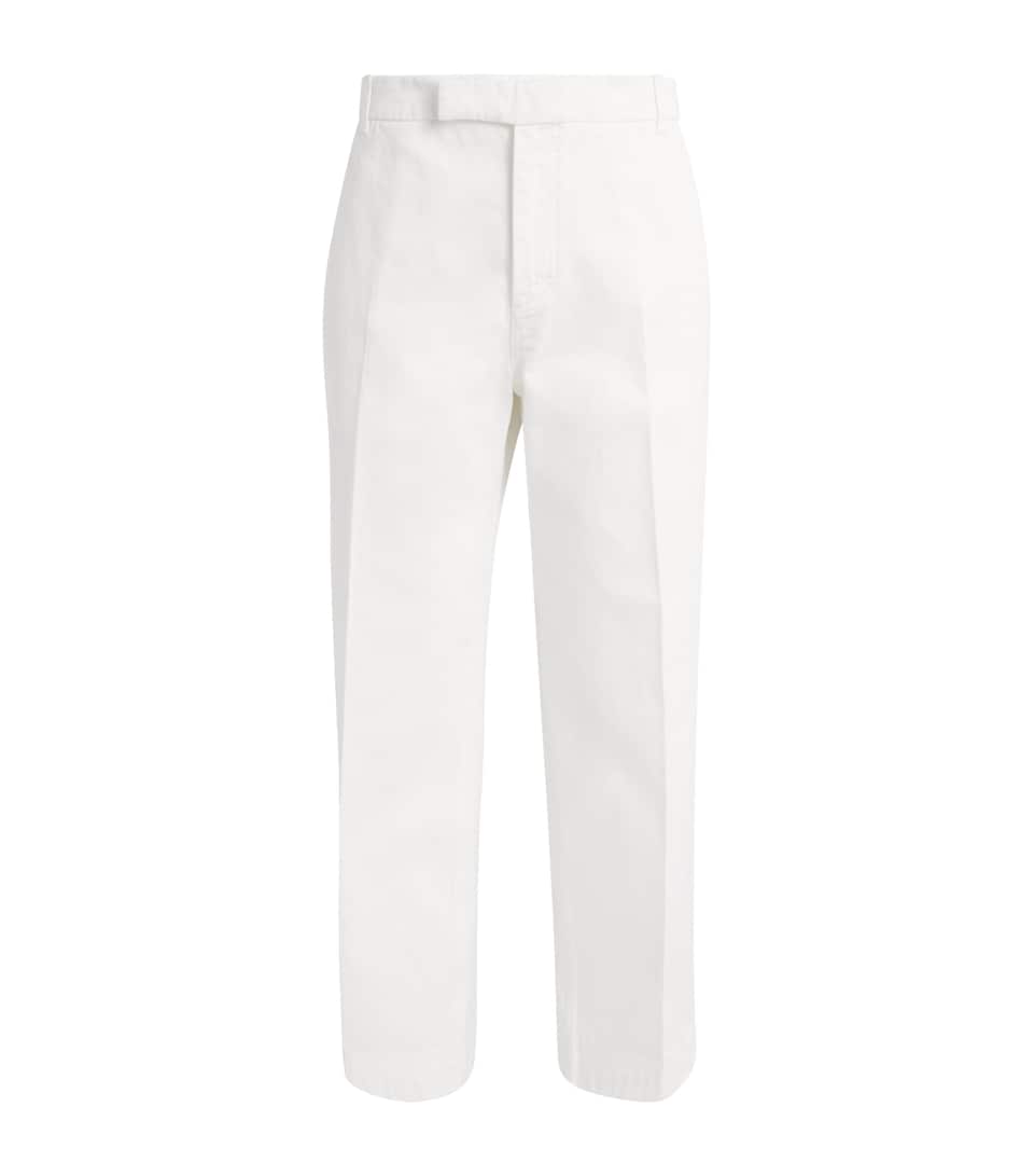 Thom Browne Mens Cotton Twill Utility Trousers White
