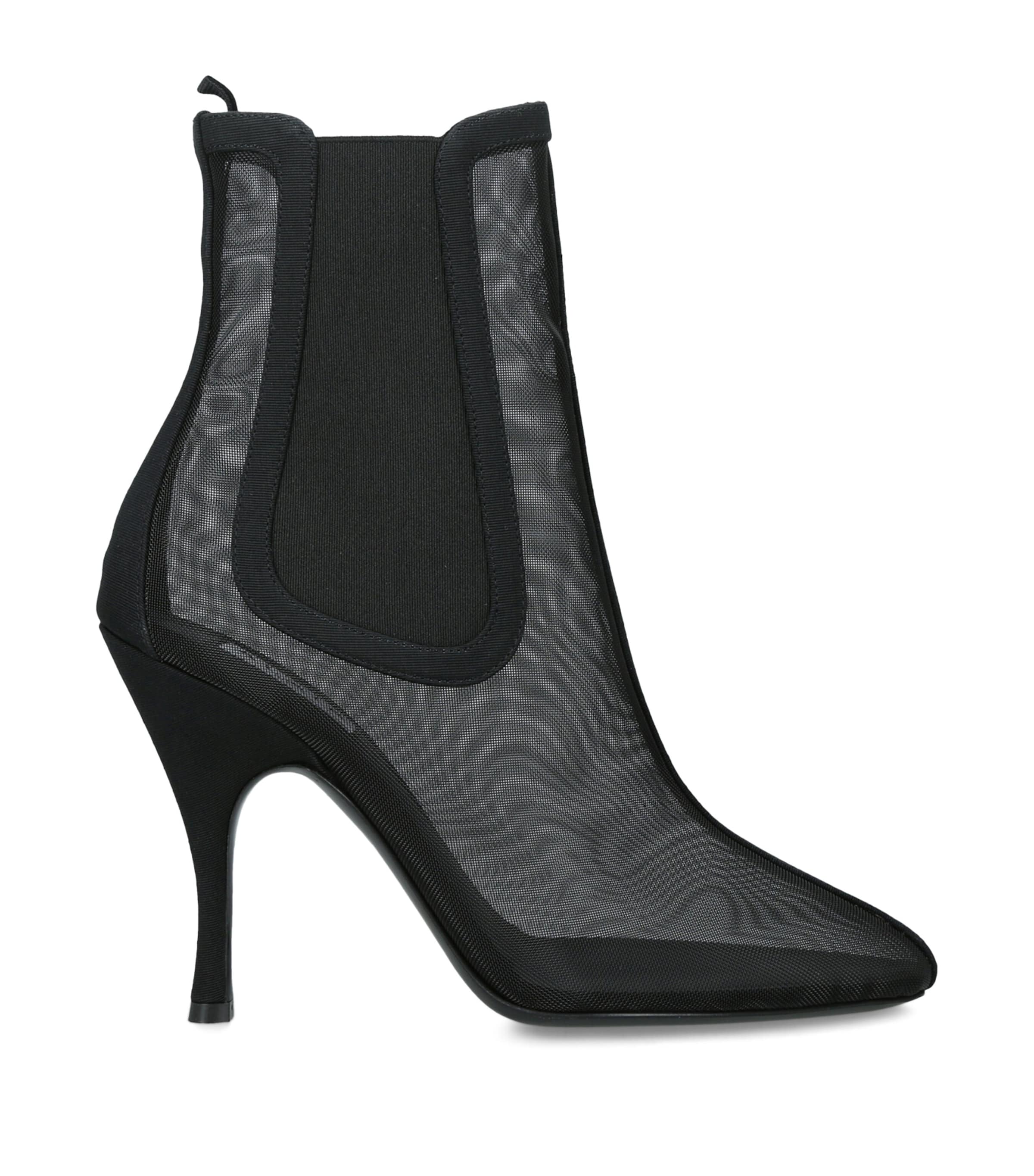 Alaïa Mesh Heeled Chelsea Boots 100 Black