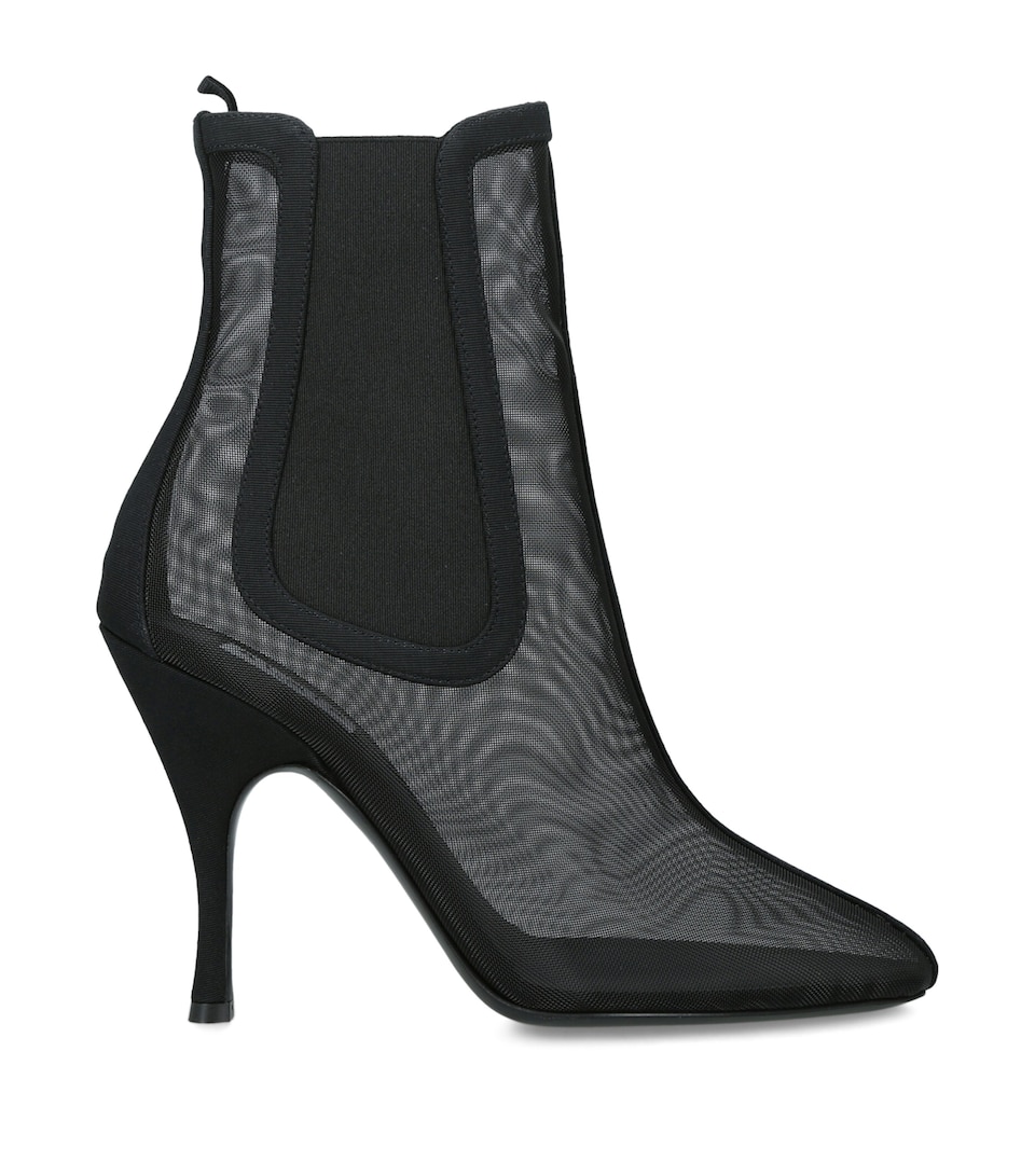 Alaïa Mesh Heeled Chelsea Boots 100 Black