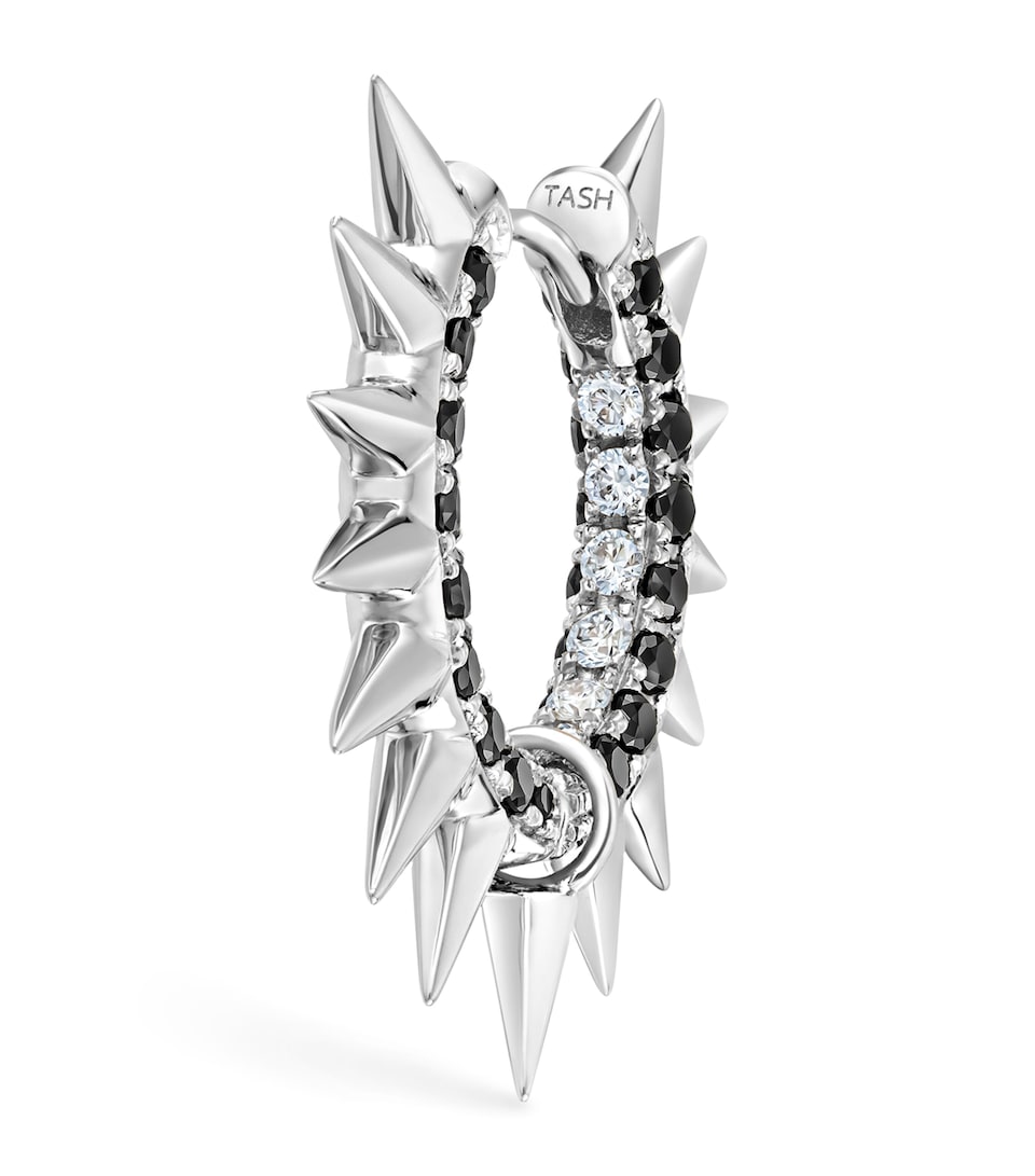 Maria Tash Black and White Diamond Pavé Metal Mohawk Hoop Earring (9.5mm) White Gold