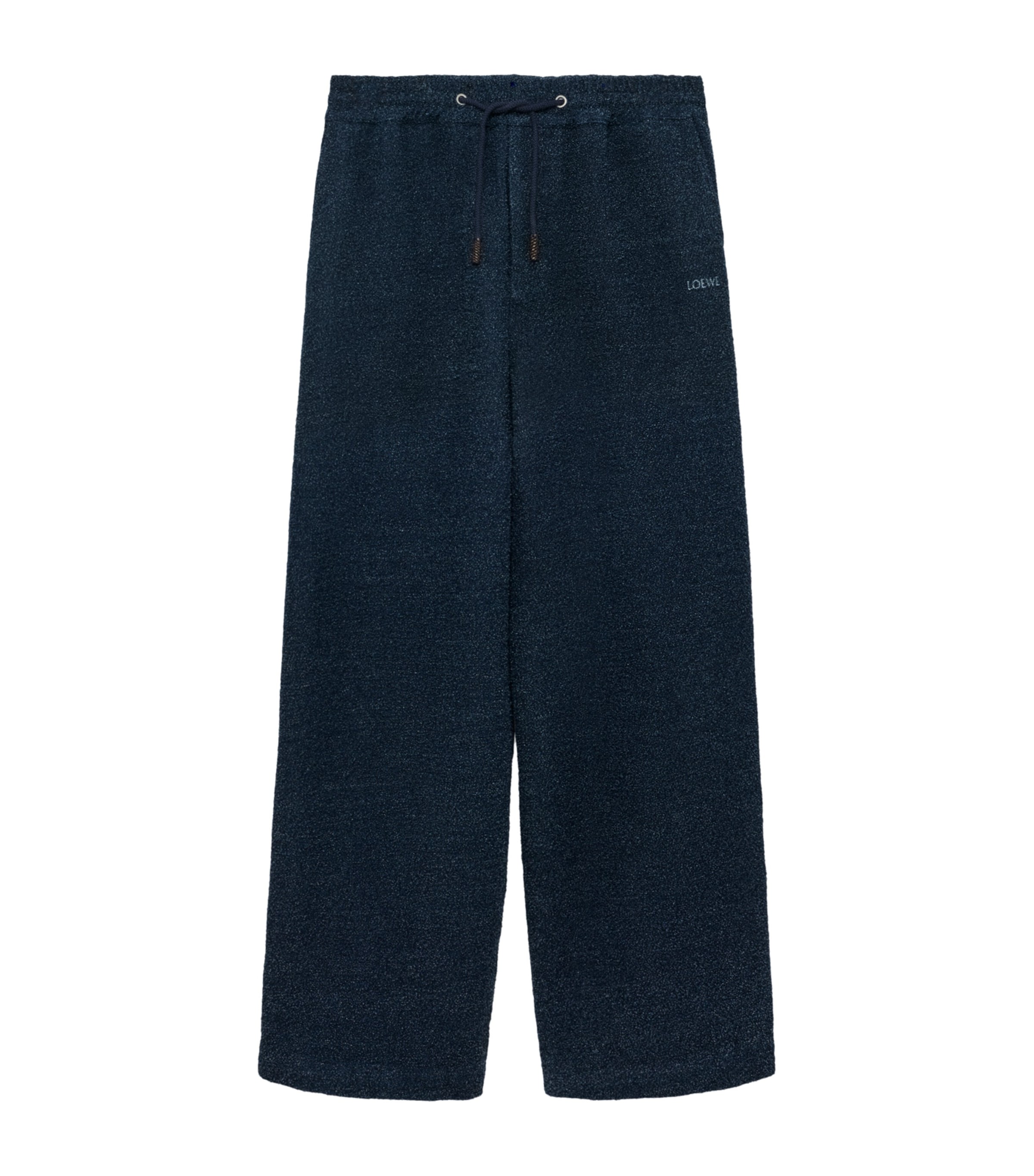 LOEWE Mens Textured Drawstring Trousers Dark Denim Blue