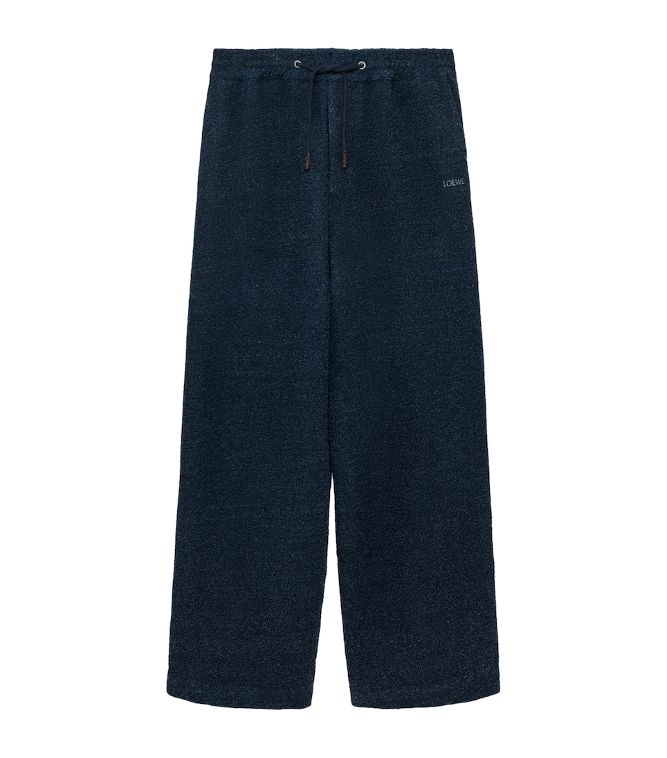 LOEWE Mens Textured Drawstring Trousers Dark Denim Blue