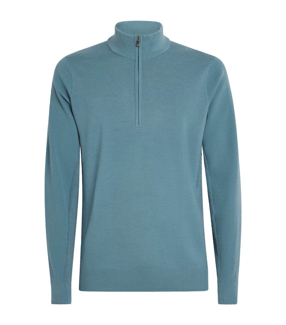 KJUS Mens Merino Wool-Blend Walker Half-Zip Sweater Rvbk / Ablu