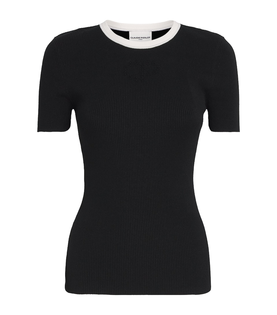 Rib-Knit Embroidered Sweater