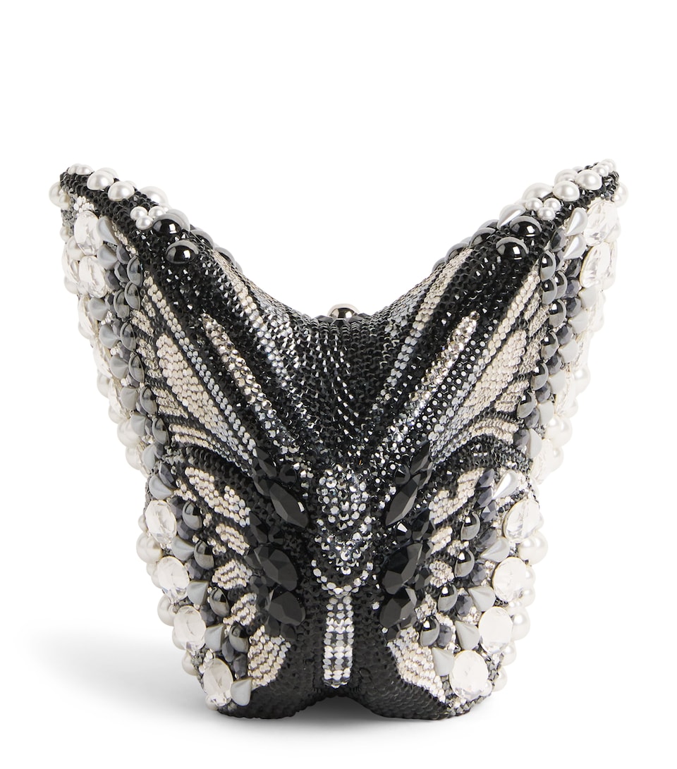 Judith Leiber Embellished Butterfly Clutch Bag Silver Jet Multi