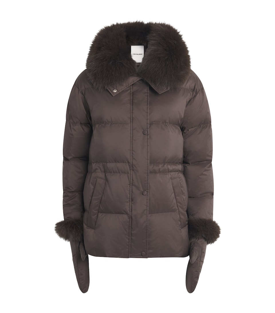 Yves Salomon Womens Down Fur-Trim Technical Puffer Jacket