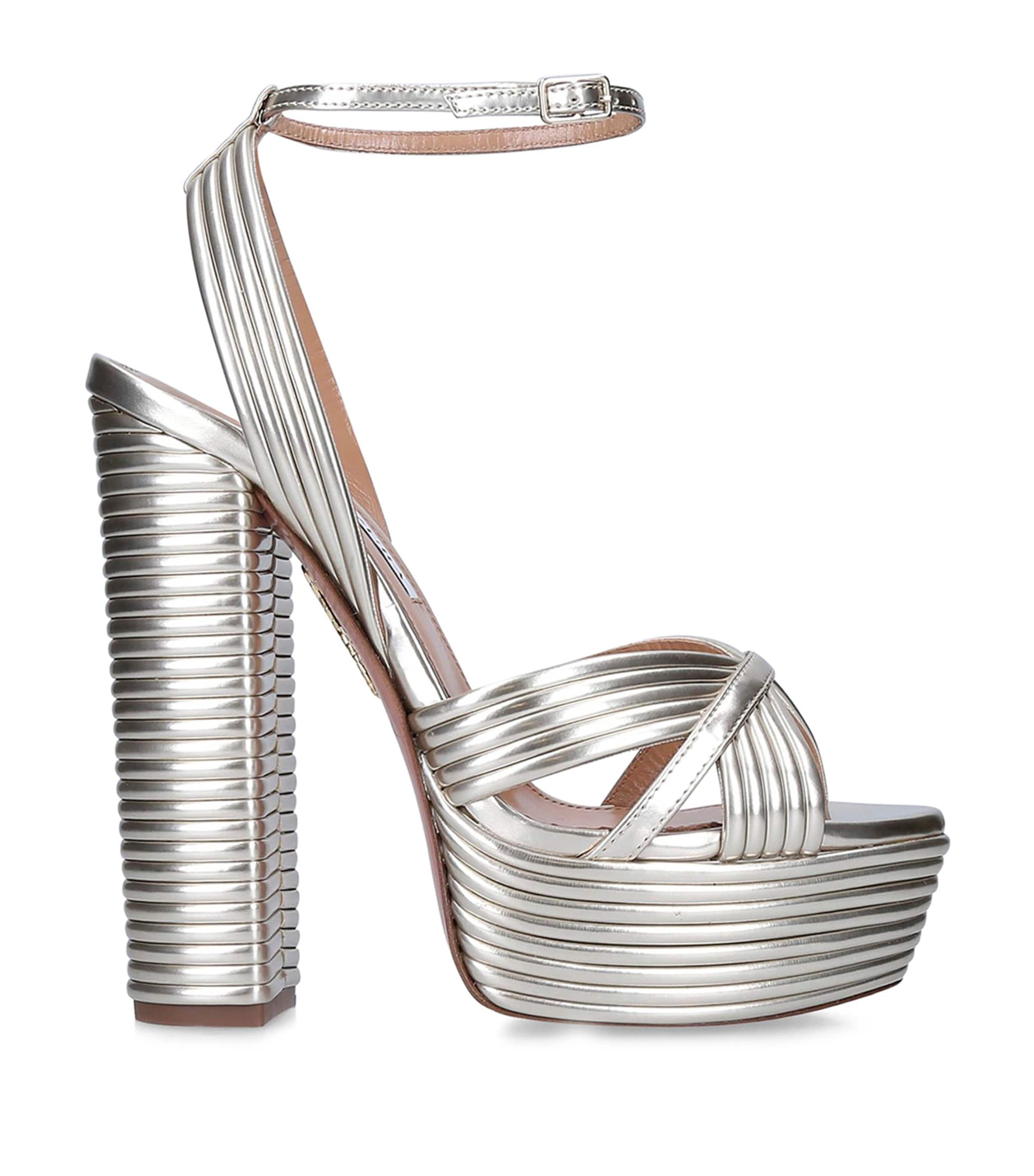 Aquazzura Metallic Sundance Platform Sandals 140 Gold
