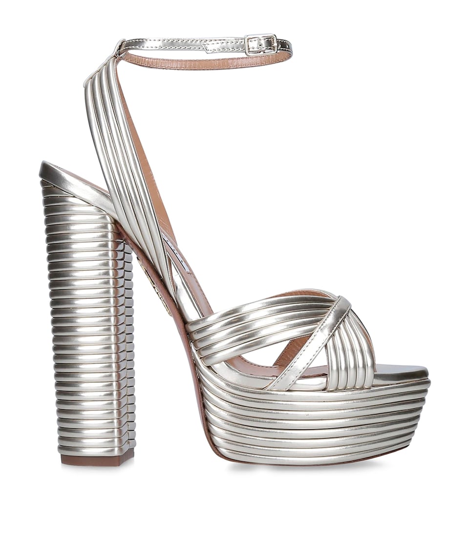Aquazzura Metallic Sundance Platform Sandals 140 Gold