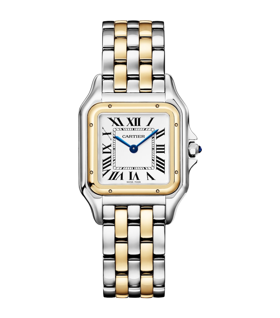 Cartier Medium Yellow Gold and Stainless Steel Panthère de Cartier Watch 27mm Silver