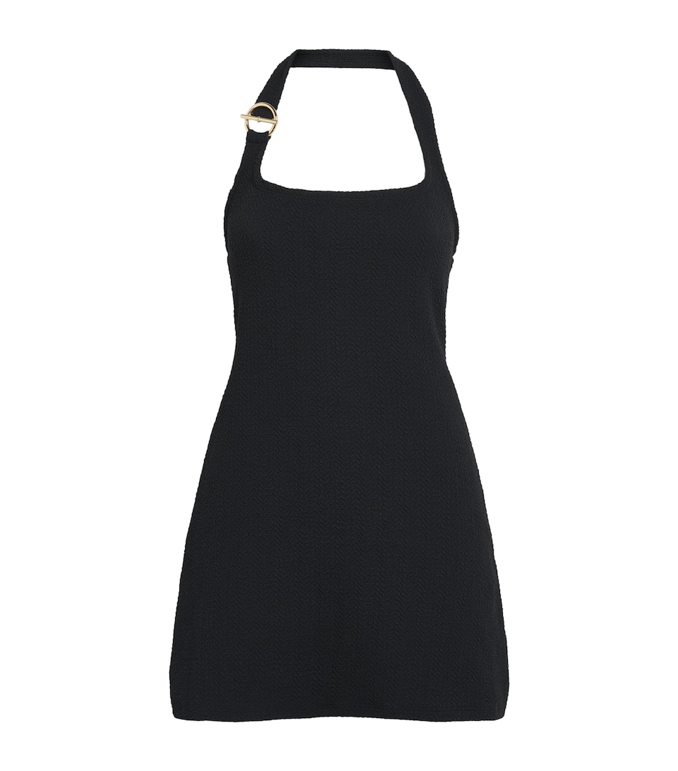 Hunza G Womens Halterneck Sandy Mini Dress Black
