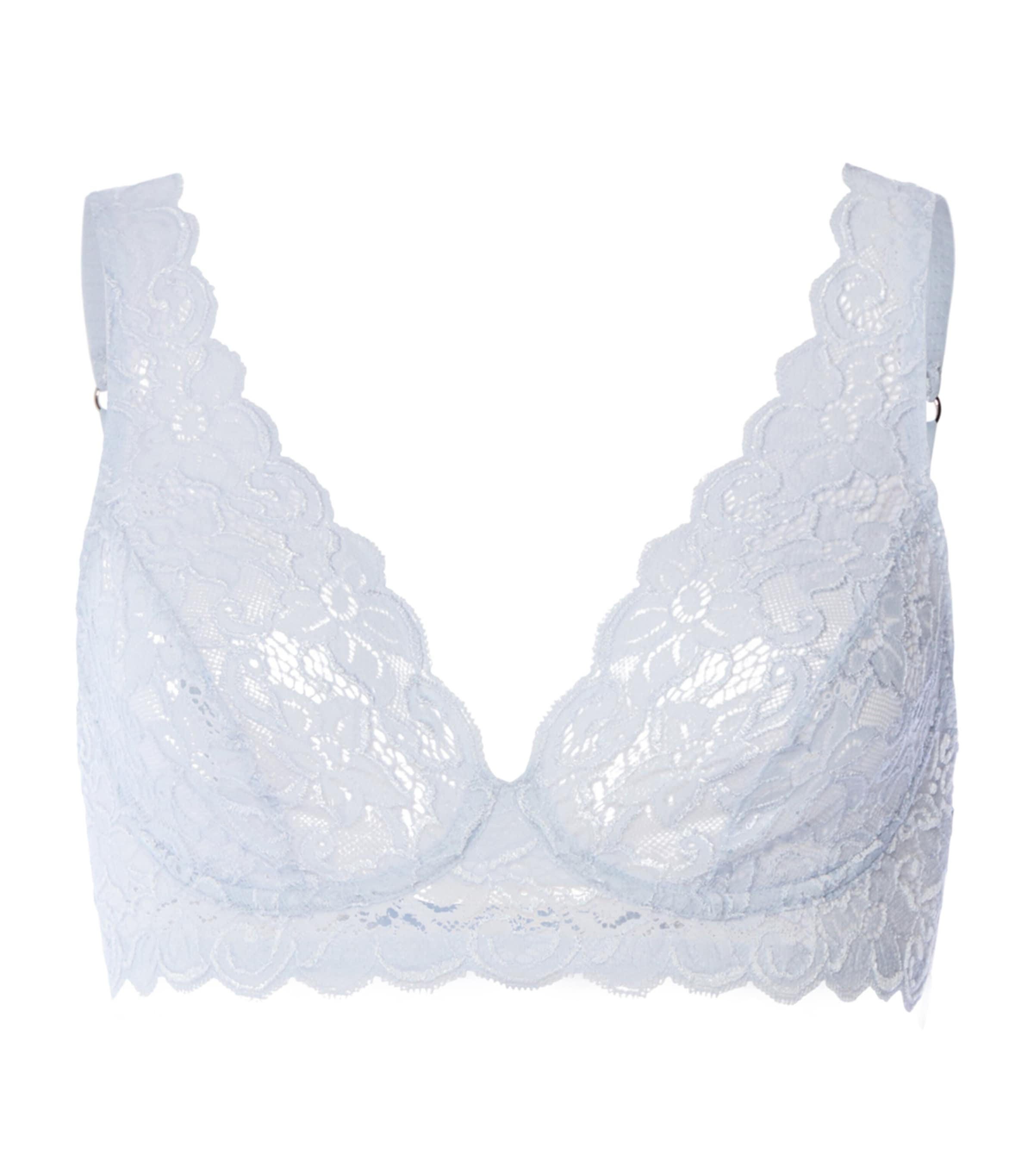 Hanro Womens Lace Moments Bra Blue Dove