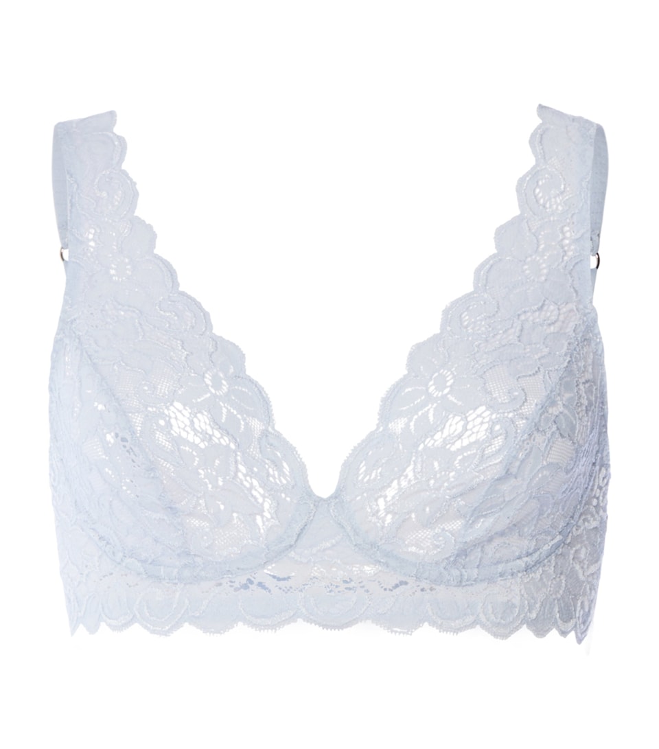 Hanro Womens Lace Moments Bra Blue Dove
