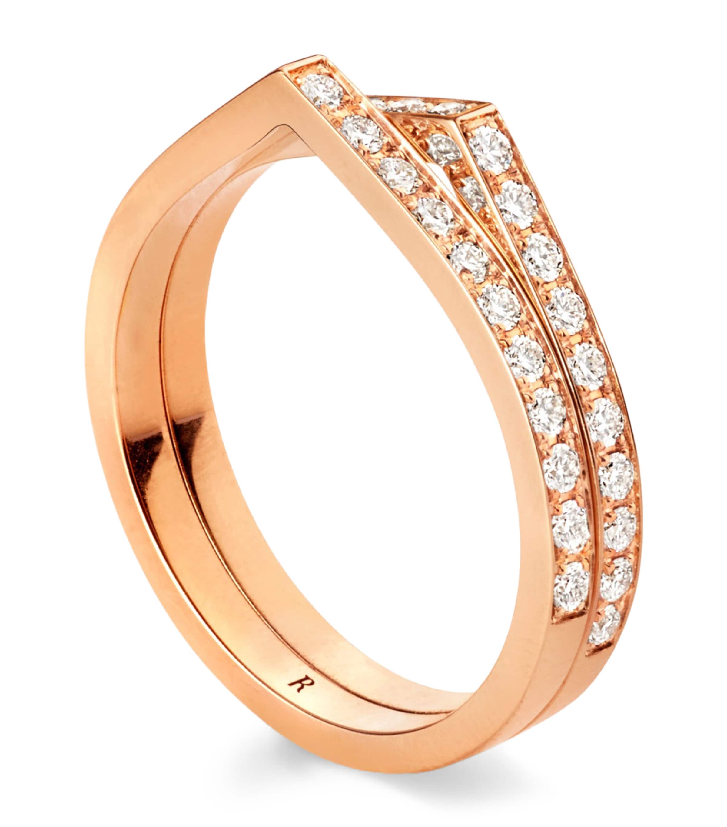 Repossi Rose Gold and Diamond Antifer Ring Pink Gold